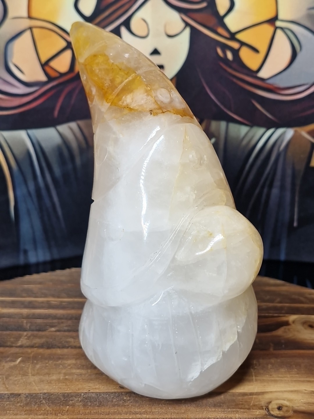 Golden Healer Quartz Crystal Gnome Gonk Carving 110mm 358g
