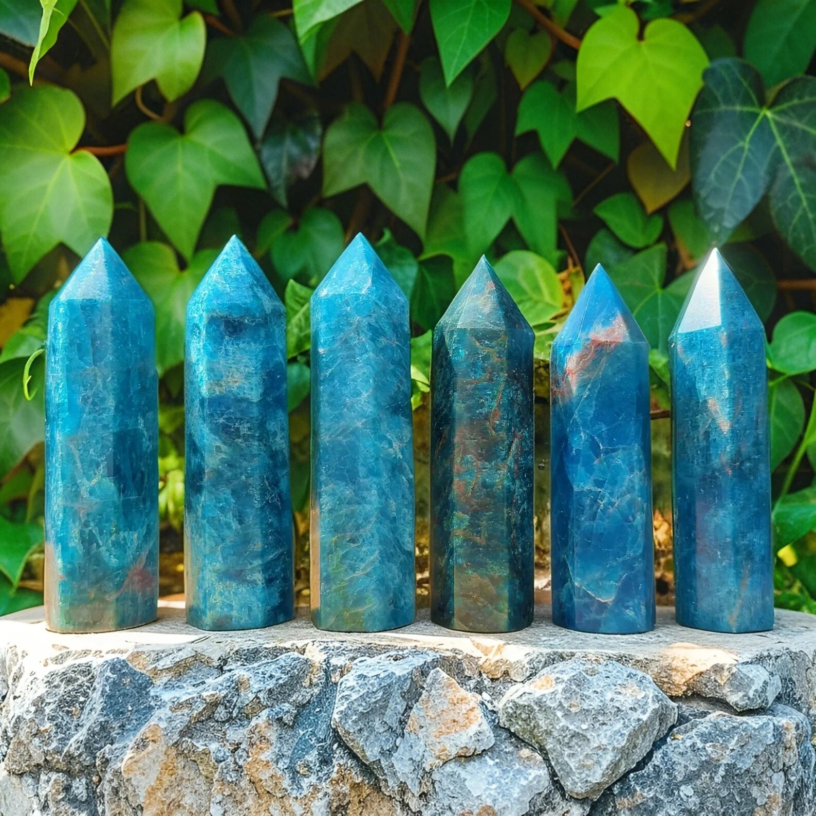 Wholesale Lot 1 lb Blue Apatite Healing Crystal Tower Point Reiki Obelisk Decor