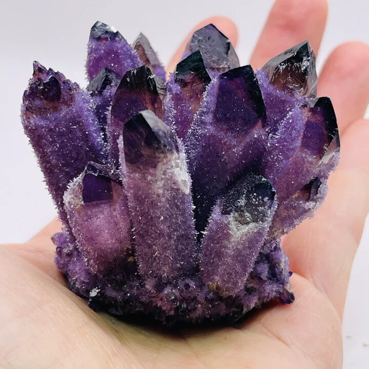 500g+ New Dark Purple Phantom Cluster Titanium Geode Quartz Crystal Ornaments