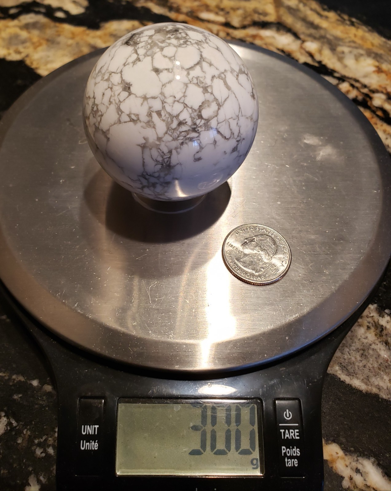 2.28″ Howlite Quartz Crystal Sphere Orb Ball, 300g or 10.6 oz
