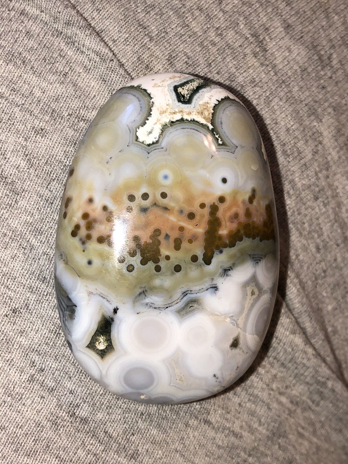 high quality blue orb 8th vein ocean jasper palmstone large size