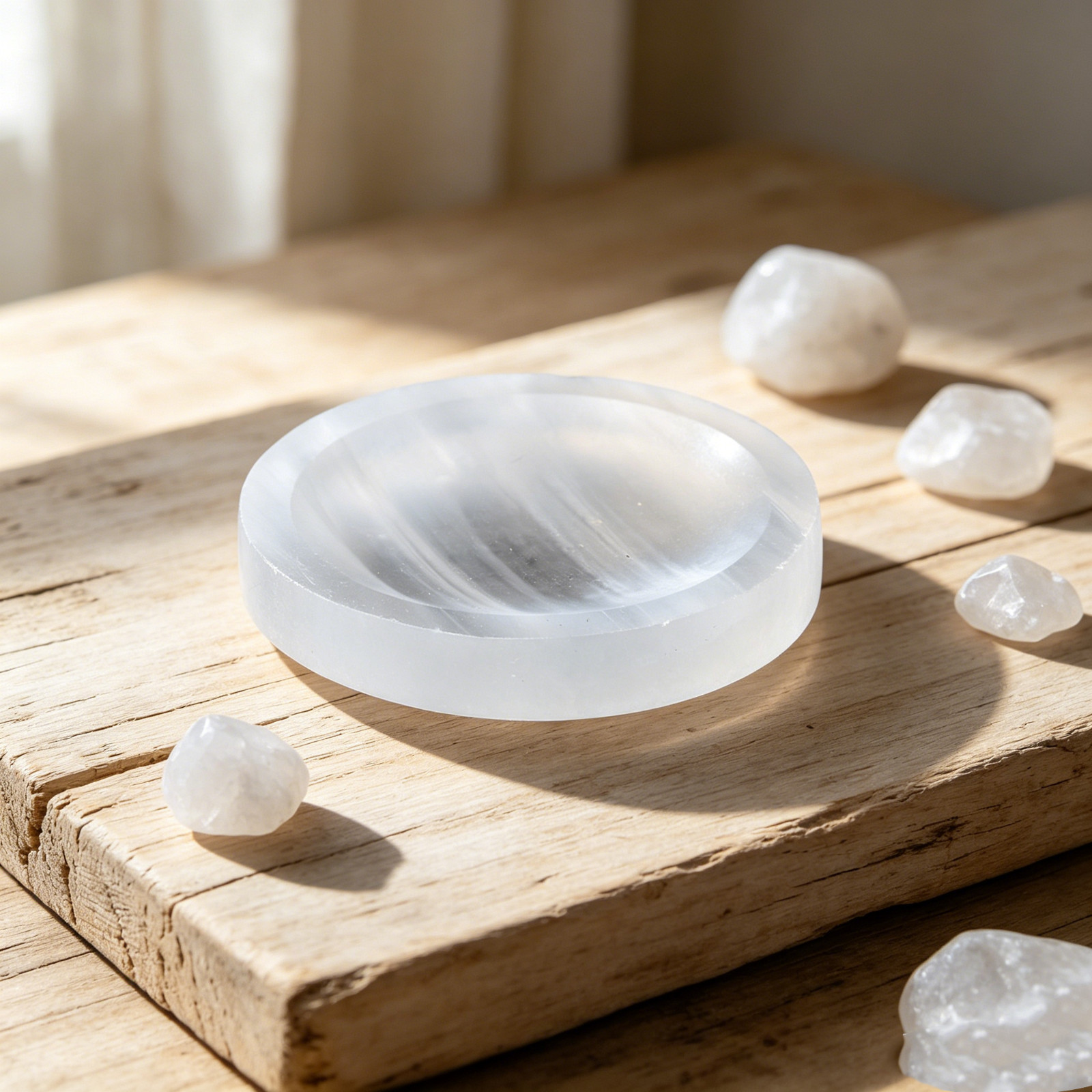 Natural Selenite Charging Plate 6cm Crystal Cleansing Bowl Energy Healing