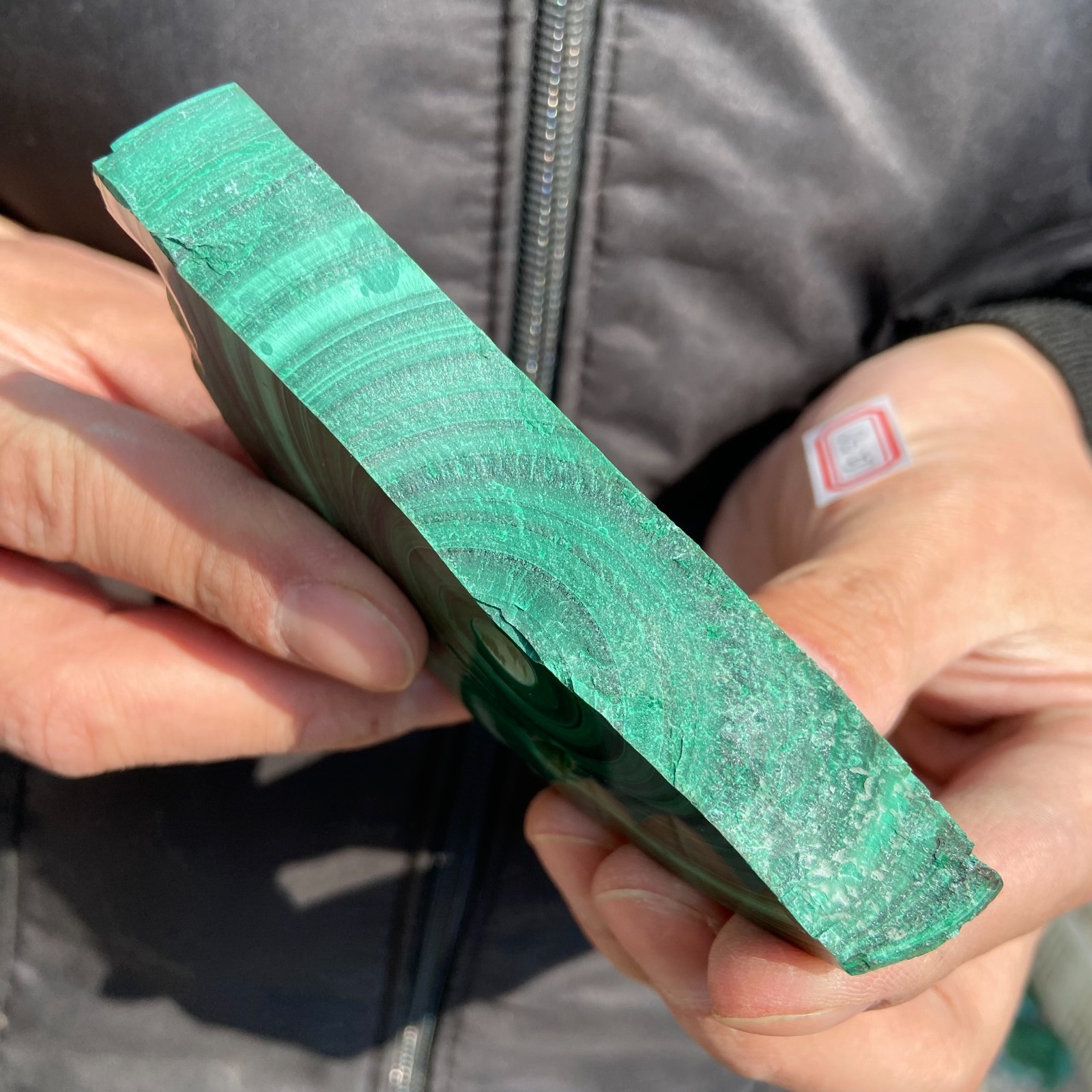 205g Natural malachite crystal partially polished mineral specimen