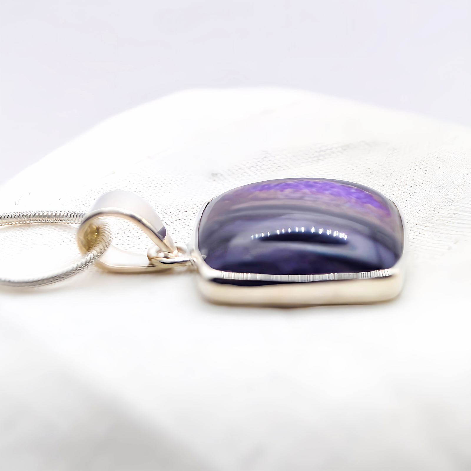 Sugilite Sterling Silver Pendant Genuine Rare Purple AA Crystal Indigo Child
