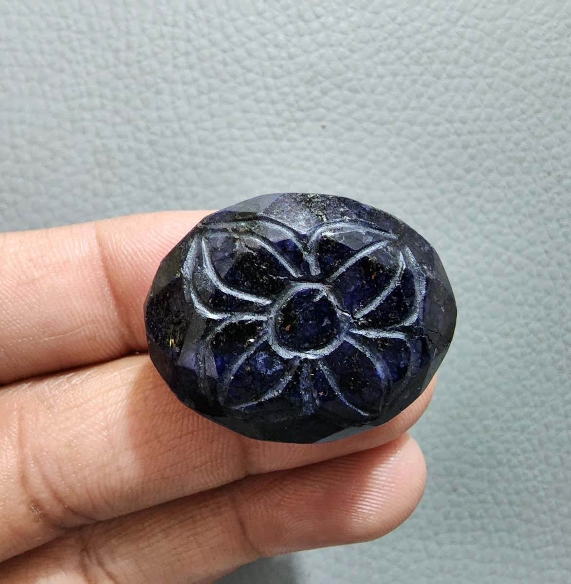 Fabulous Blue Sapphire Carving 128 Ct Handcrafted Gemstone Loose Art Gemstone