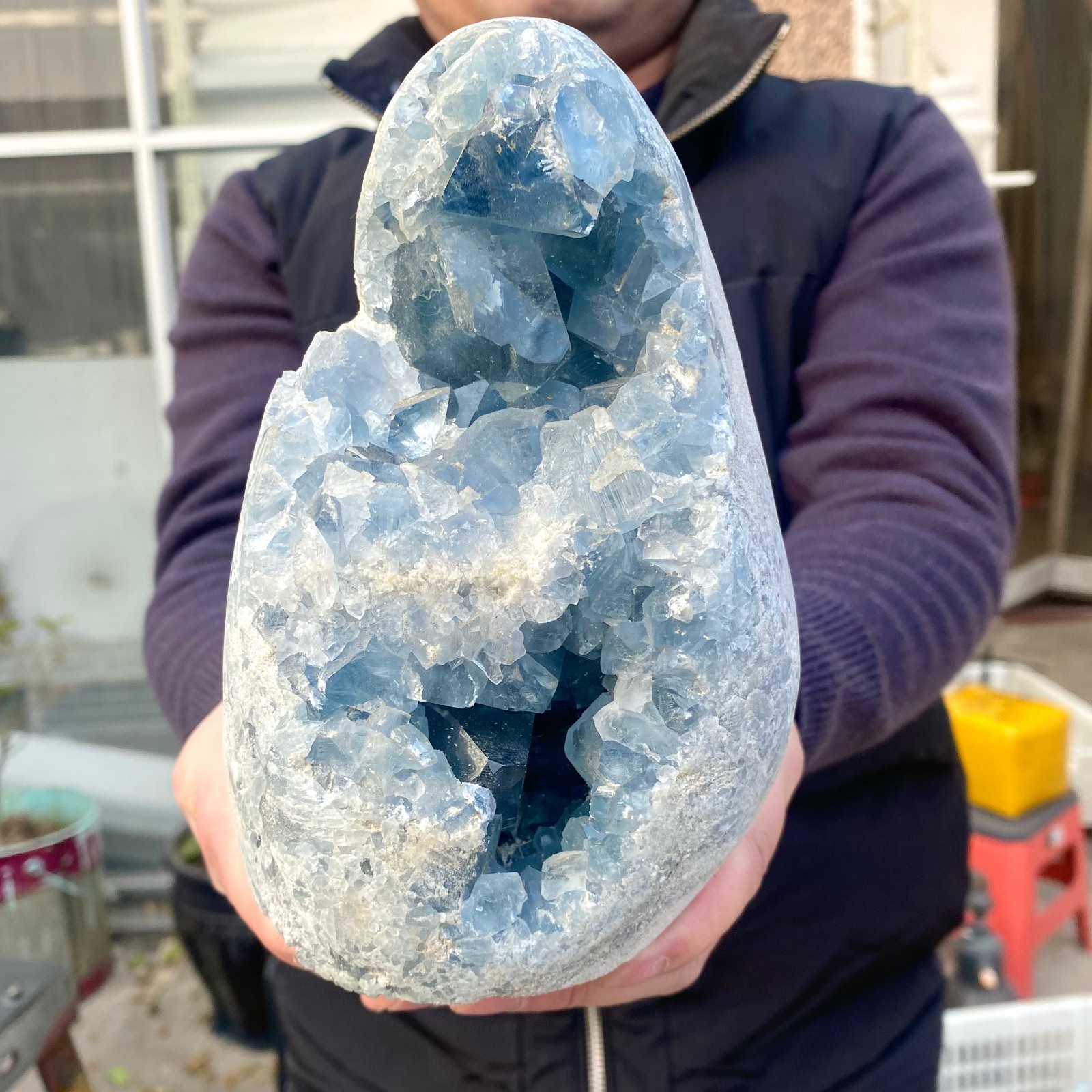 8.43LB Large Natural Blue Celestite Crystal Geode Quartz Cluster Mineral Specime