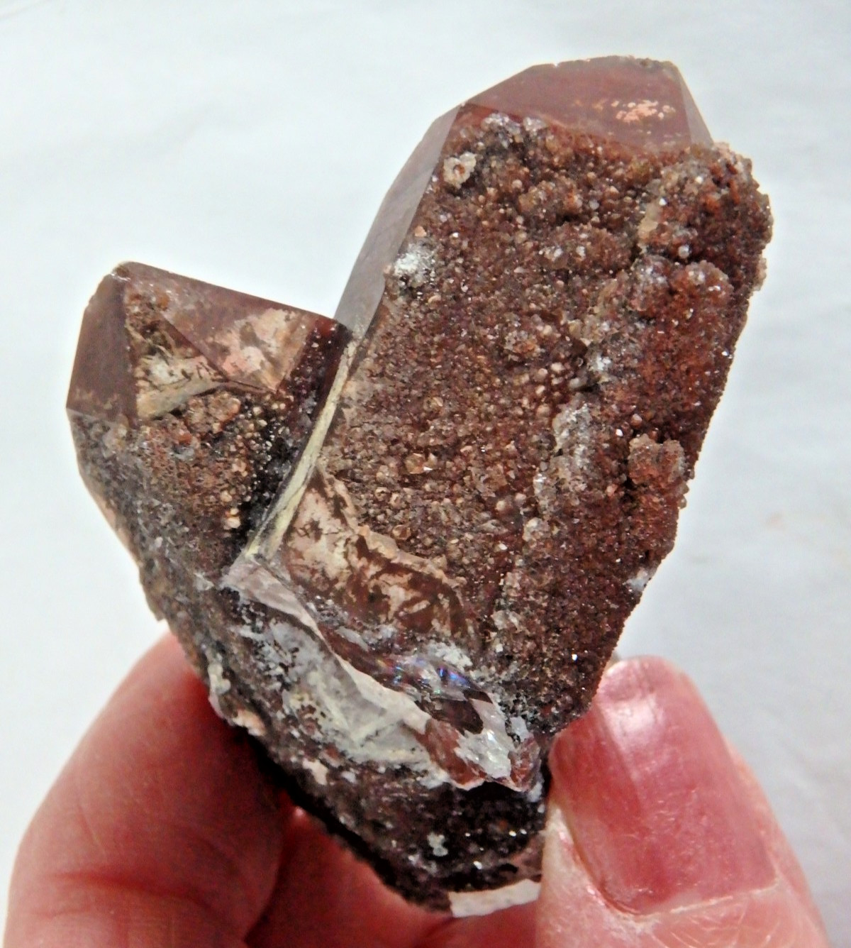 Crystal Red Hematite on Quartz $53 Morocco 54.7 grams key