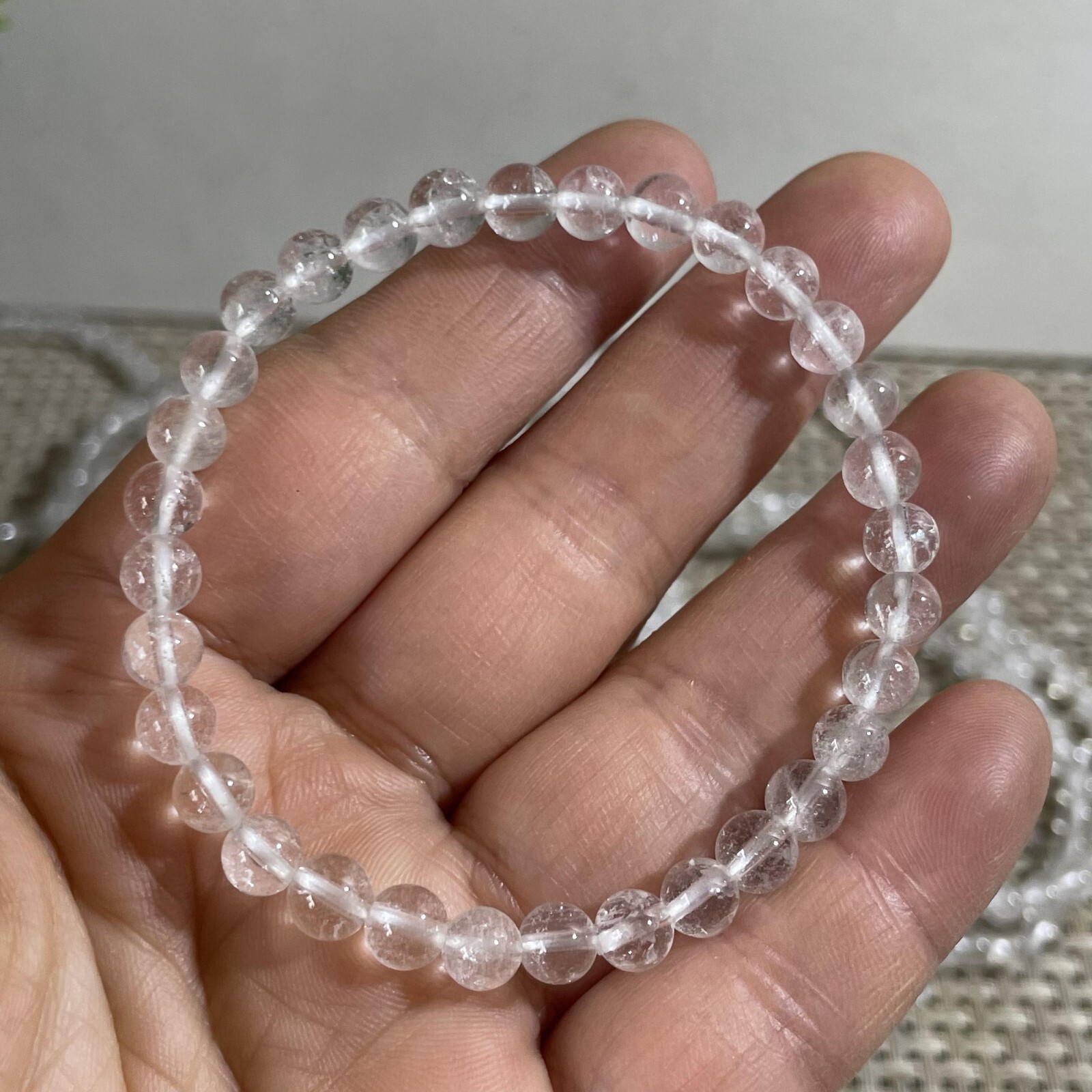 Wholesale 5 Pcs Clear Quartz Crystal stone 6mm Stretch Bracelet