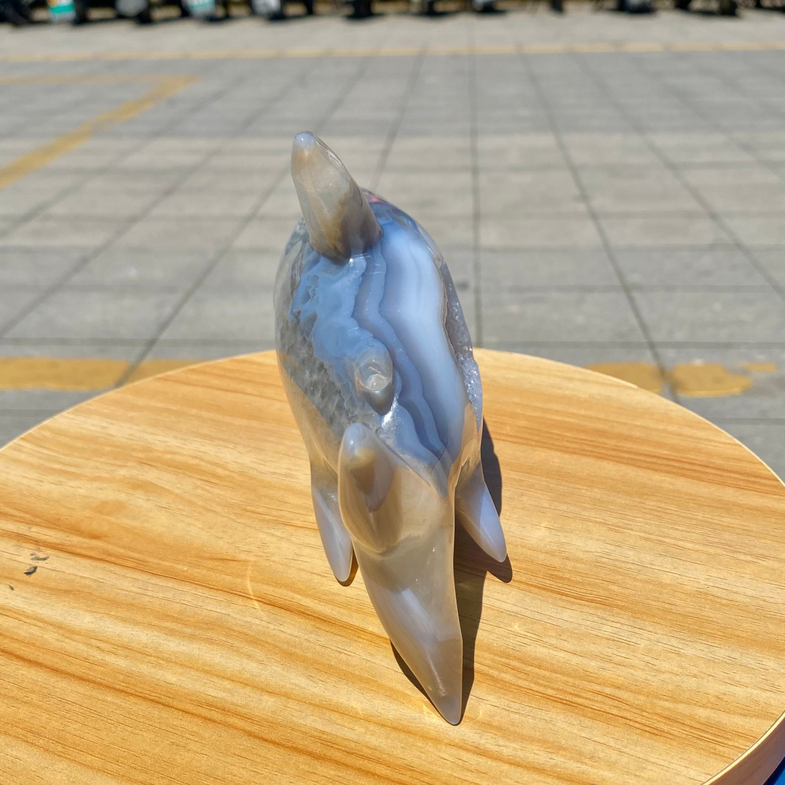 1.8LB Natural Agate Hand Carved Shark Figurine, Ocean Power Crystal Statue