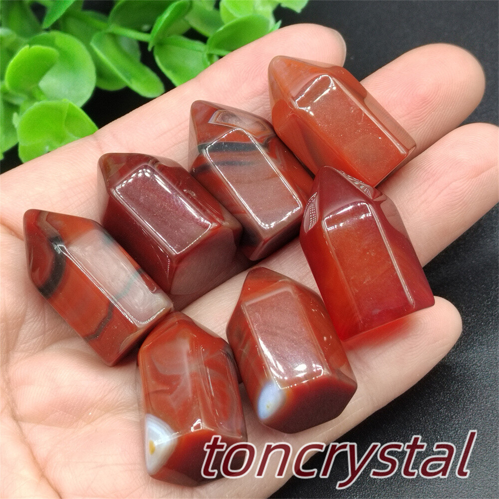 10pcs Top Natural Red Agate Mini Obelisk Quartz Wand Crystal Point Reiki Healing