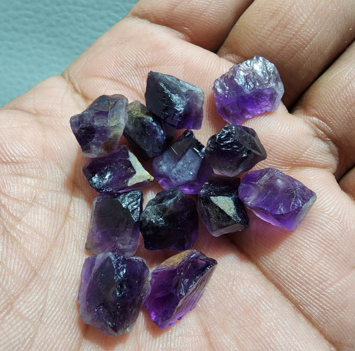 Raw Size 12-14 MM Purple Amethyst Rough Gemstone 13 Pcs Amethyst Crystal Rough