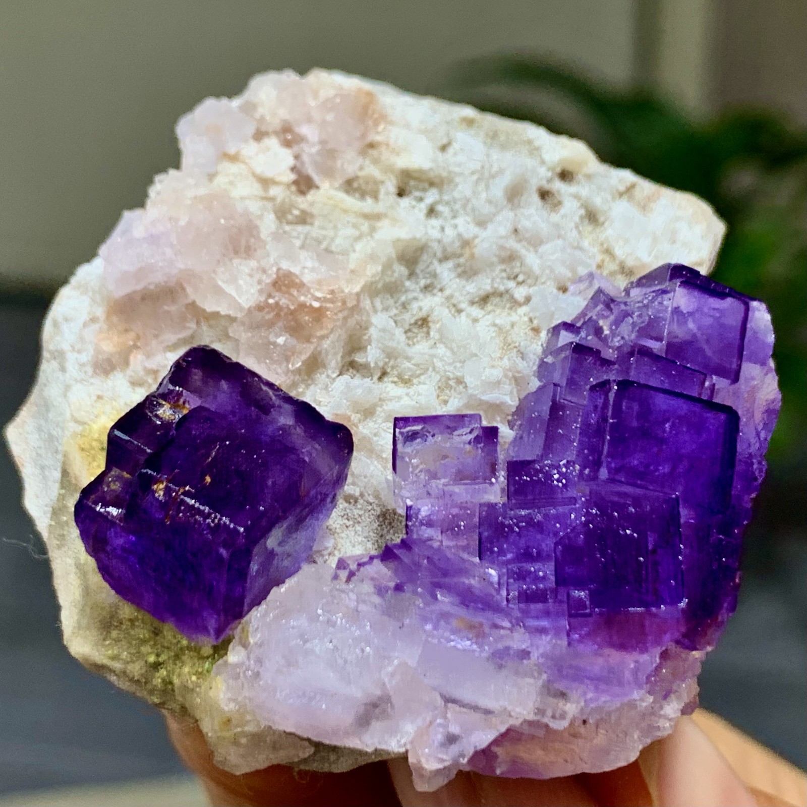 118G Natural purple framed cubic fluorite mineral specimen/Inner Mongolia–