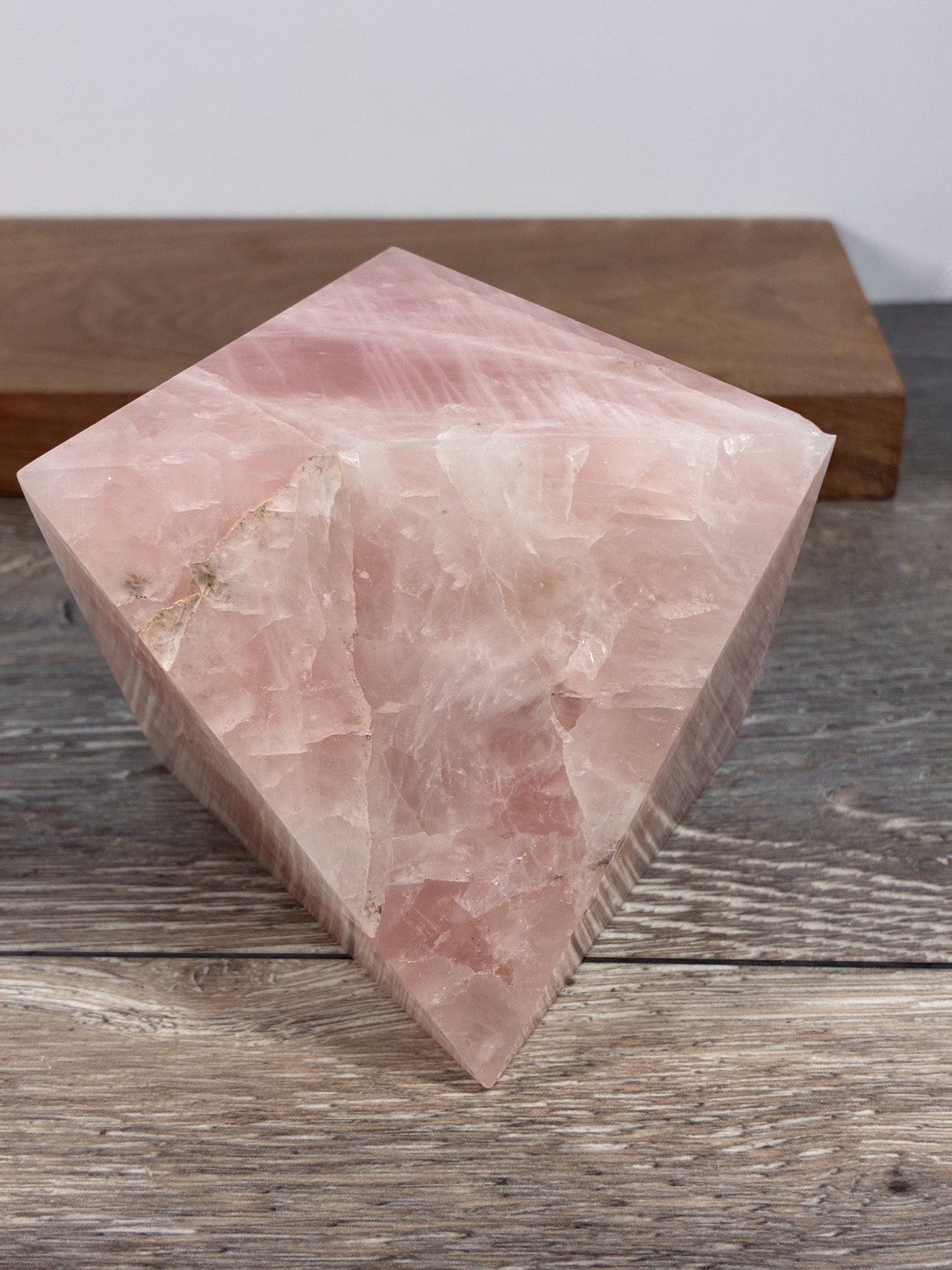 Large Rose Quartz crystal Freeform octahedron Pink 740g over 1.5 lbs