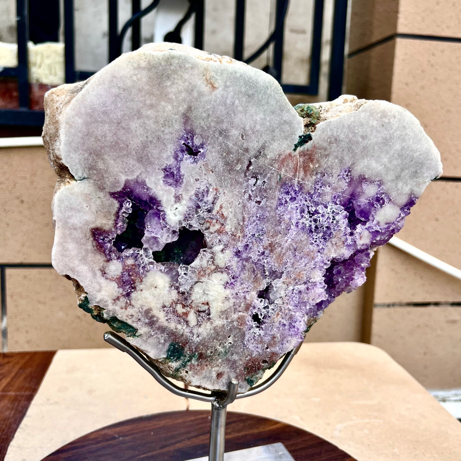 9.53LB Natural purple pink crystal raw ore hand carved heart-shaped healing