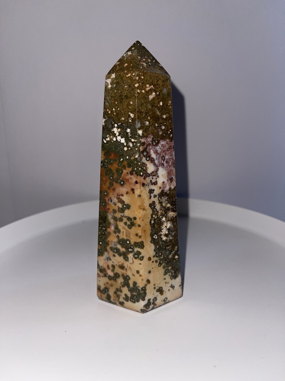Ocean Jasper Tower Crystal CHRISTMAS GIFT Orbs 449g 5.5” Point Generator Sea