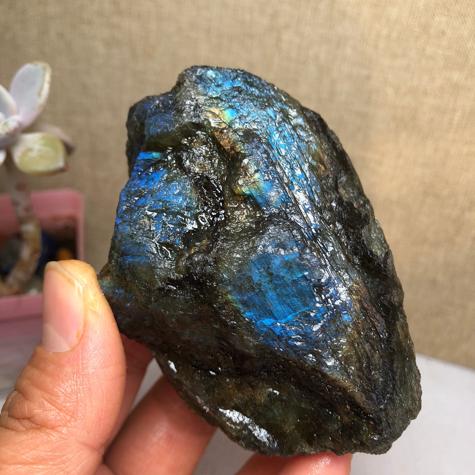 67mm Natural Labradorite Crystal gemstone rough original Specimen 212g A2627