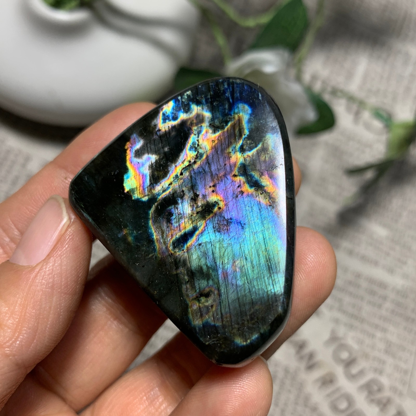 62g Natural Purple Labradorite Quartz Crystal Stone Specimen Healing