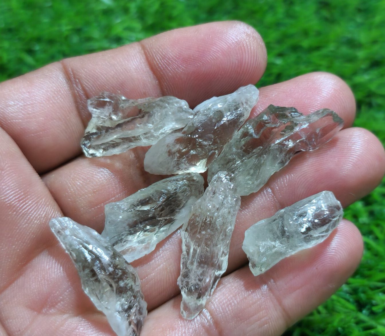 Use Excellent Green Amethyst Shards 7 Pcs 22-32 mm Loose Gemstone For Jewelry