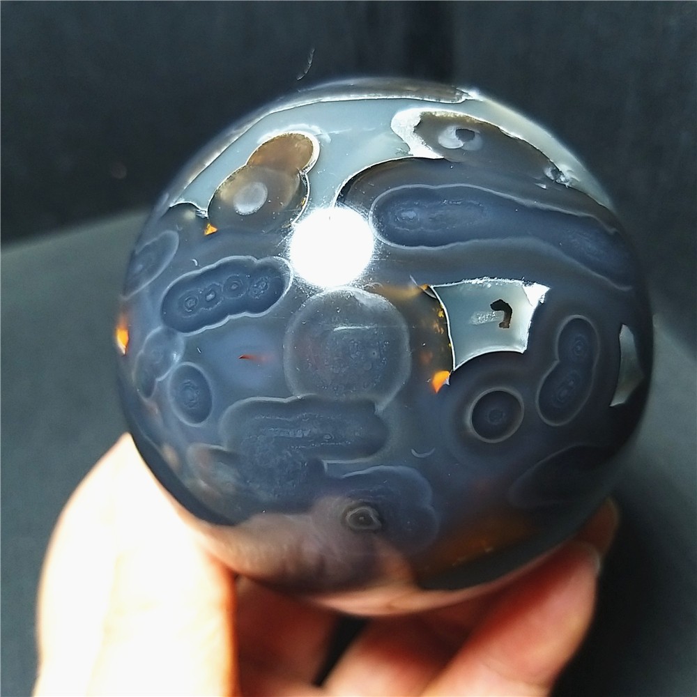 RARE 526G Natural Polished Colorful Agate Stone Ball Healing Madagascar A4723