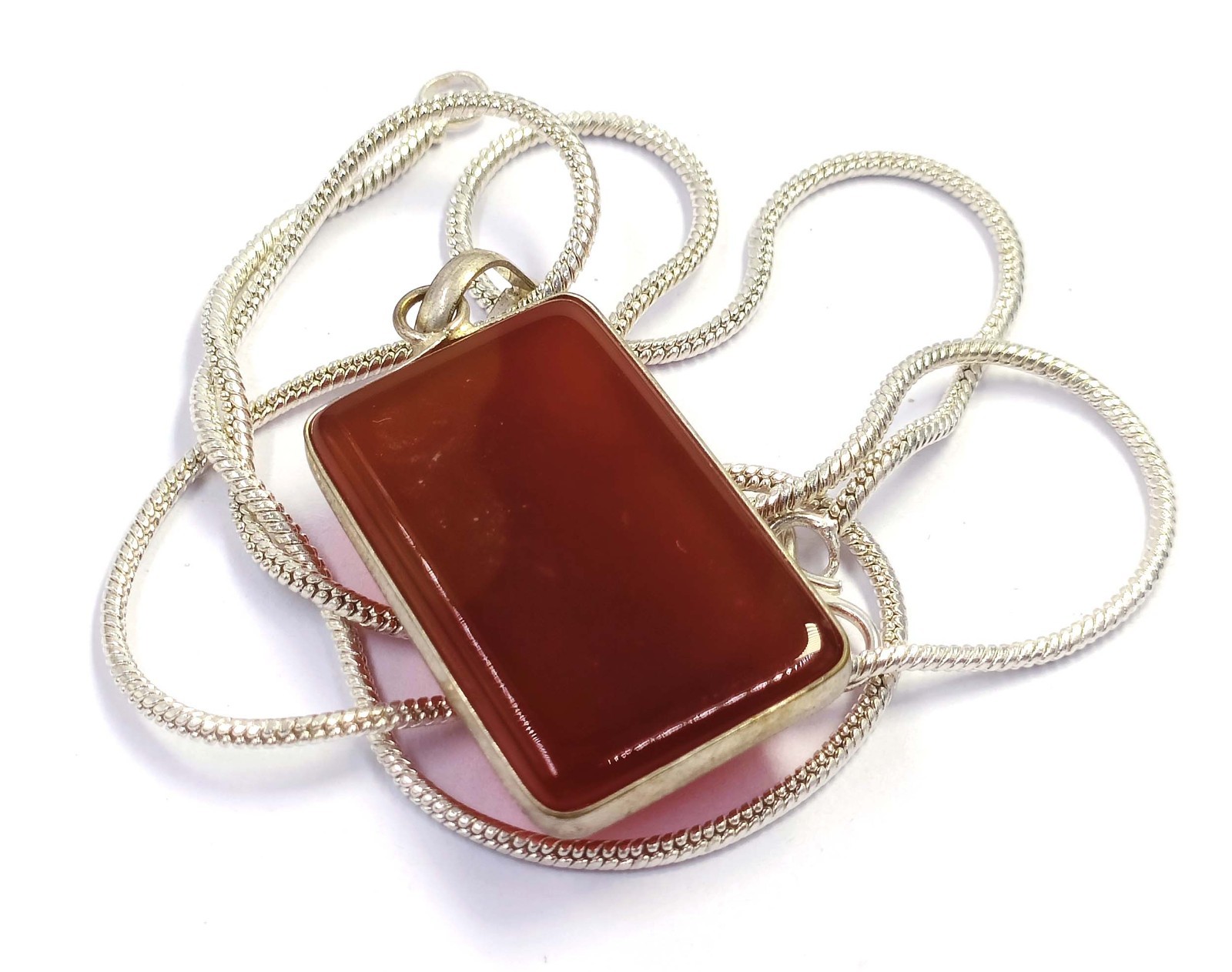 Natural Onyx 57.55Ct Bi Color Emerald Shape 925 Silver Pendant IGL Gemstone 6AHK