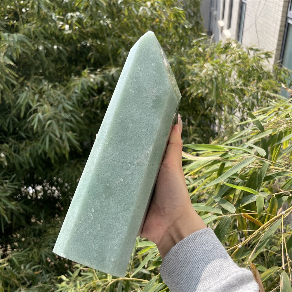 8LB 9.8″ Natural Green Aventurine Obelisk Tower Crystal Quartz Reiki Cuttable