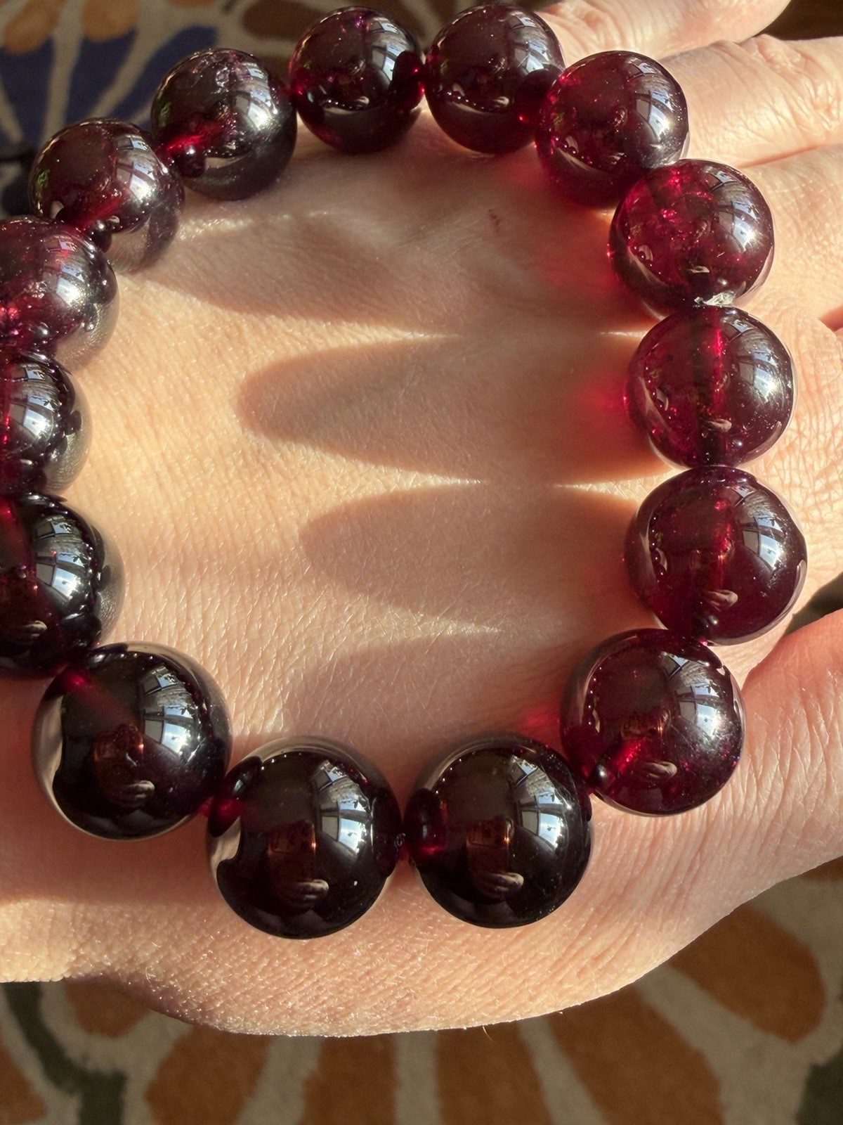 13.8-14mm High Quality Red Wine Natural Garnet Crystal Bracelet