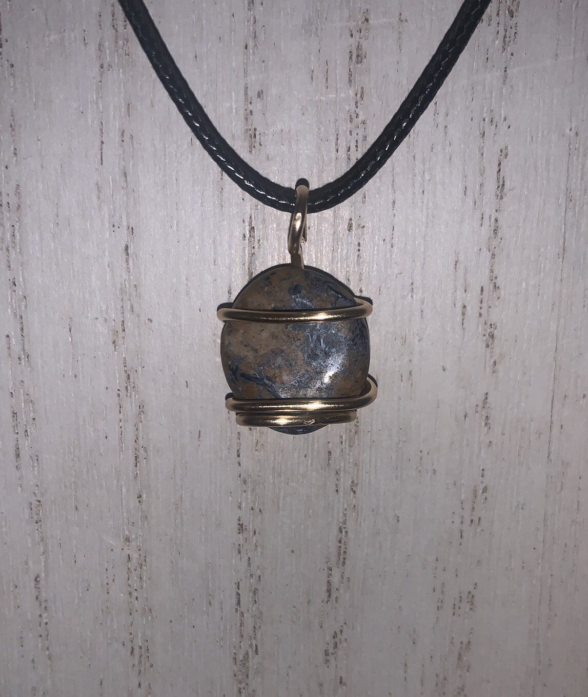 Handmade Natural Polished Pietersite Crystal Gold Tone Wire Namibia Necklace