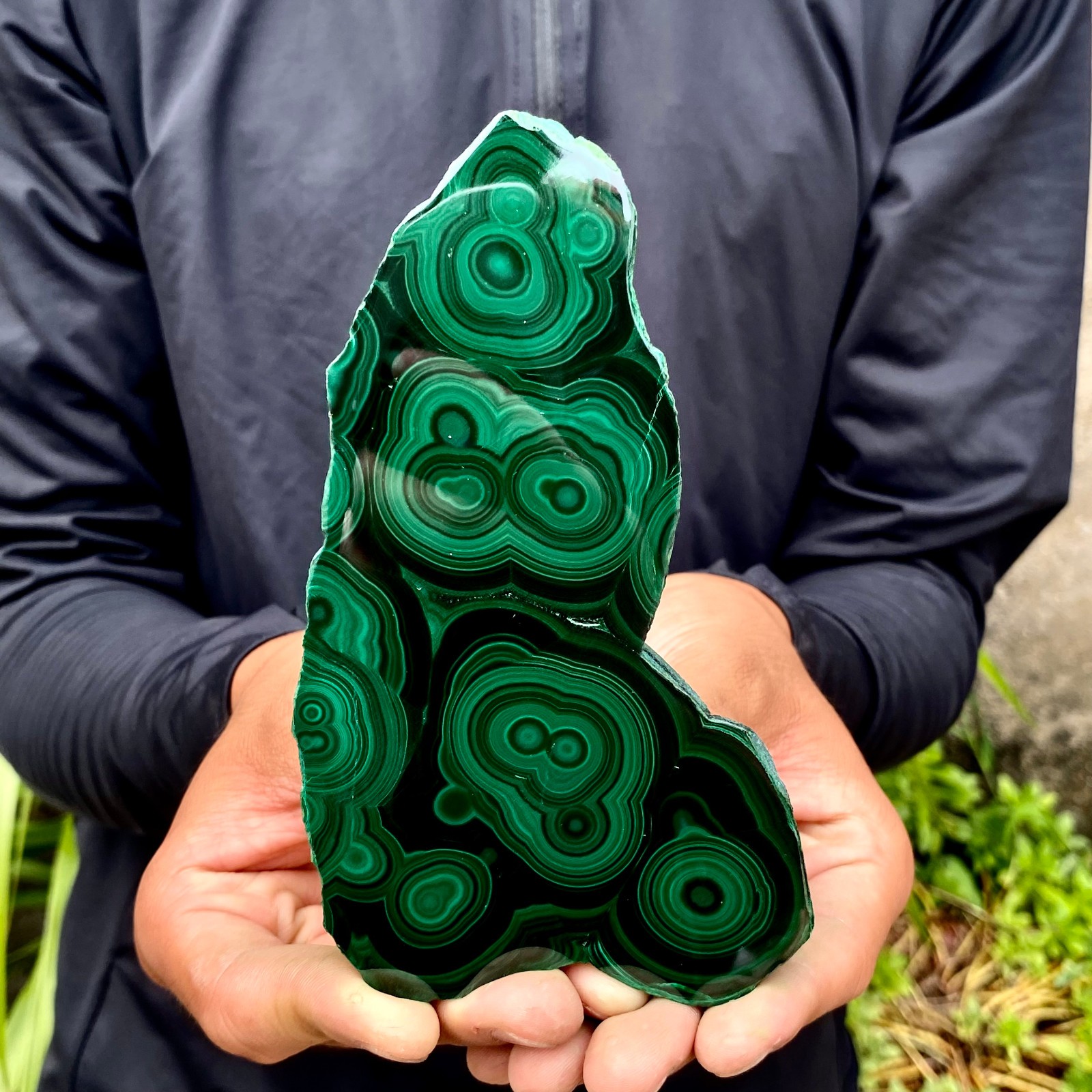 408G Natural malachite slice quartz crystal luster mineral specimen