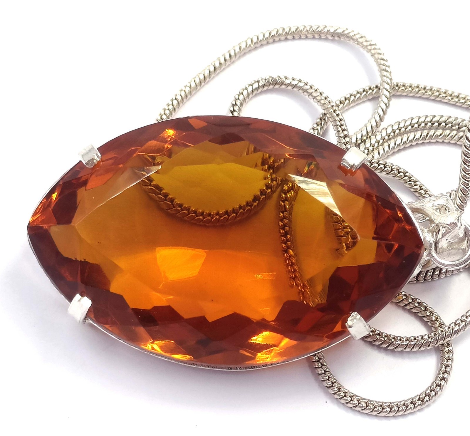 135 Ct Natural Yellow Sapphire Pendant Marquise Shape 925 Silver IGL 6FRU