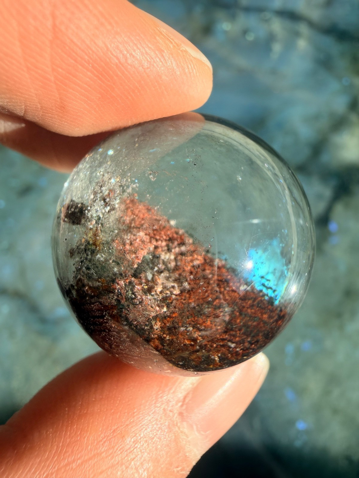 Garden Quartz Sphere From Brazil, 1.08″ | Scenic Lodolite Crystal Sphere