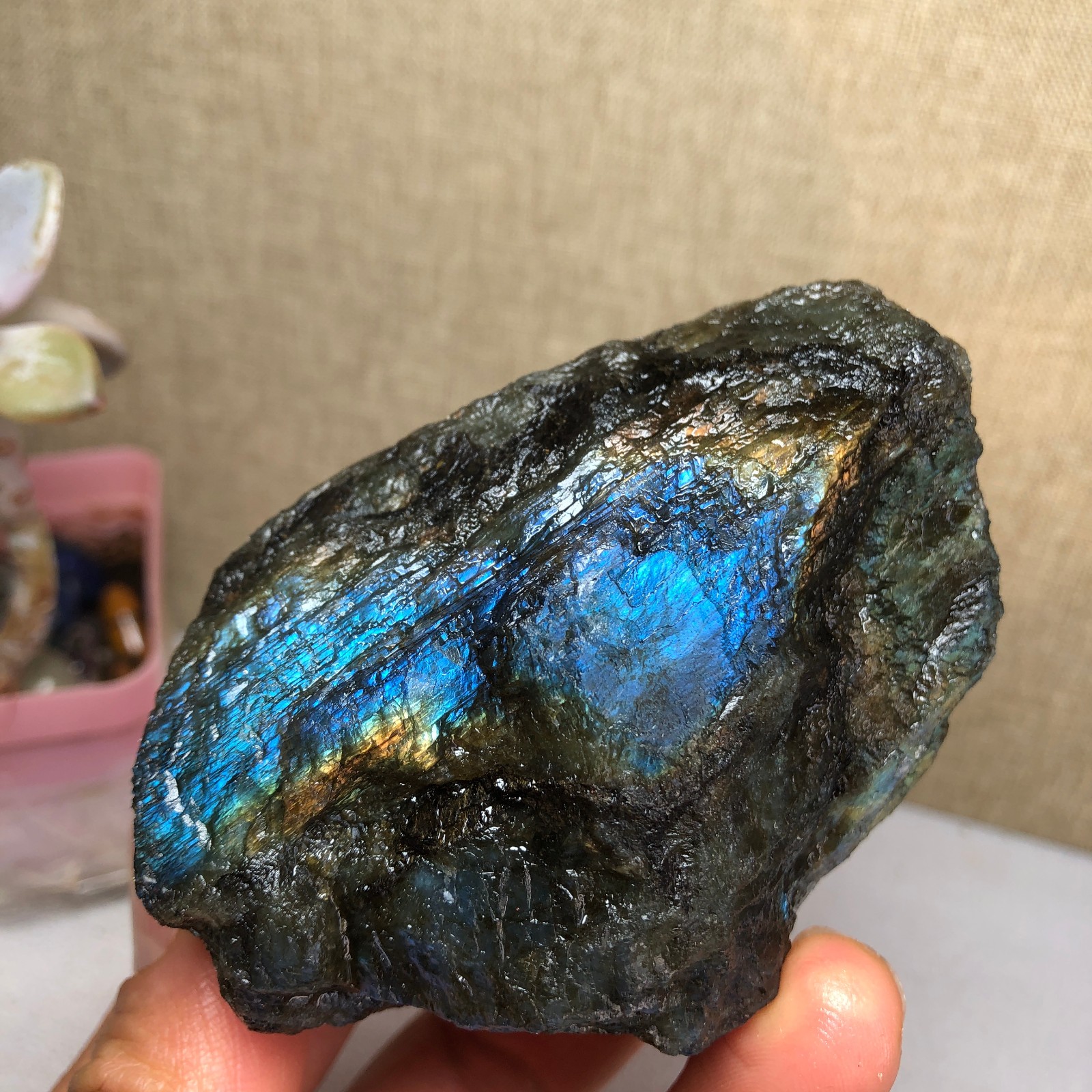 67mm Natural Labradorite Crystal gemstone rough original Specimen 212g A2627