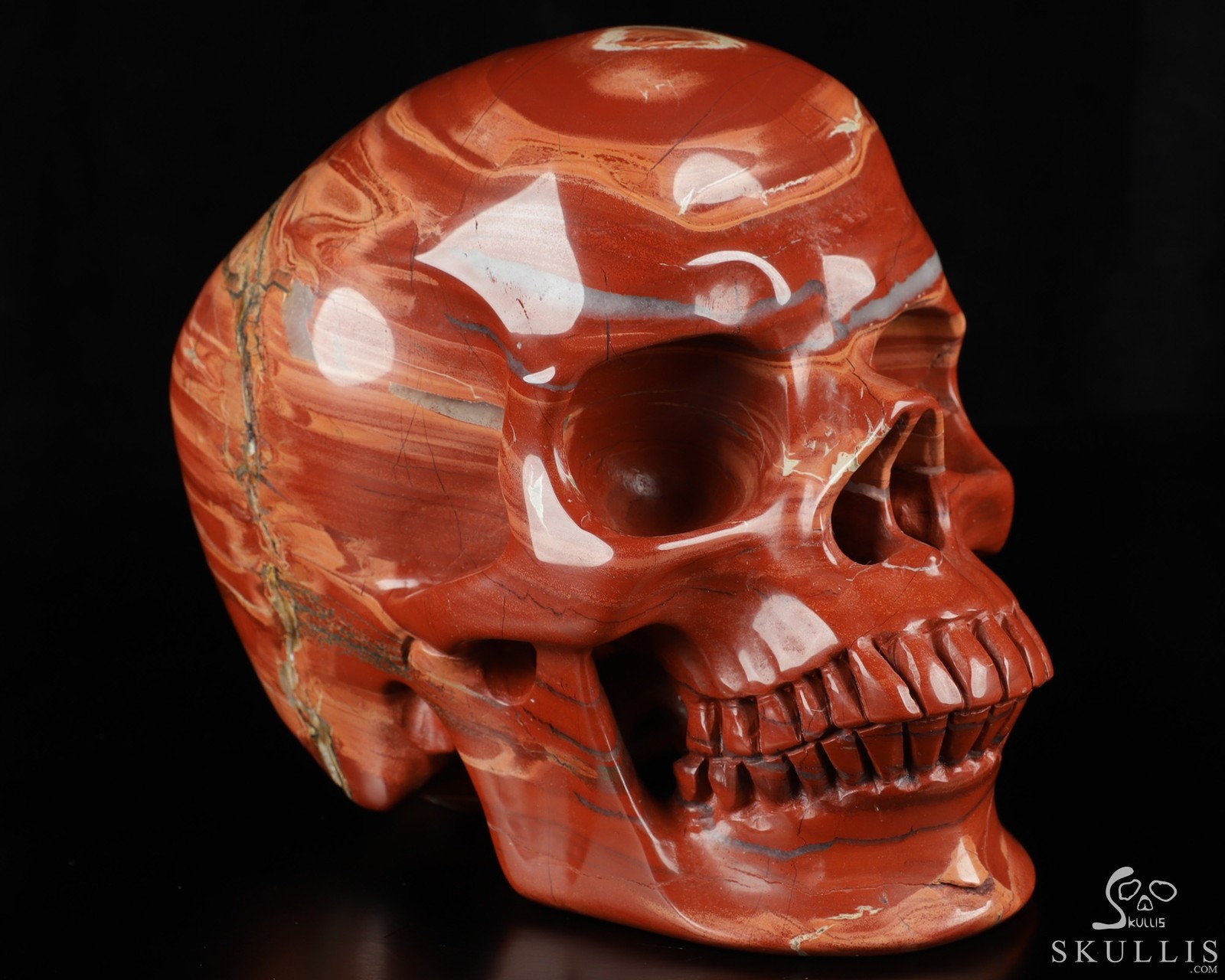 Lifesized 7.0″ Red Jasper Carved Crystal Skull,Super Realistic, Crystal Healing