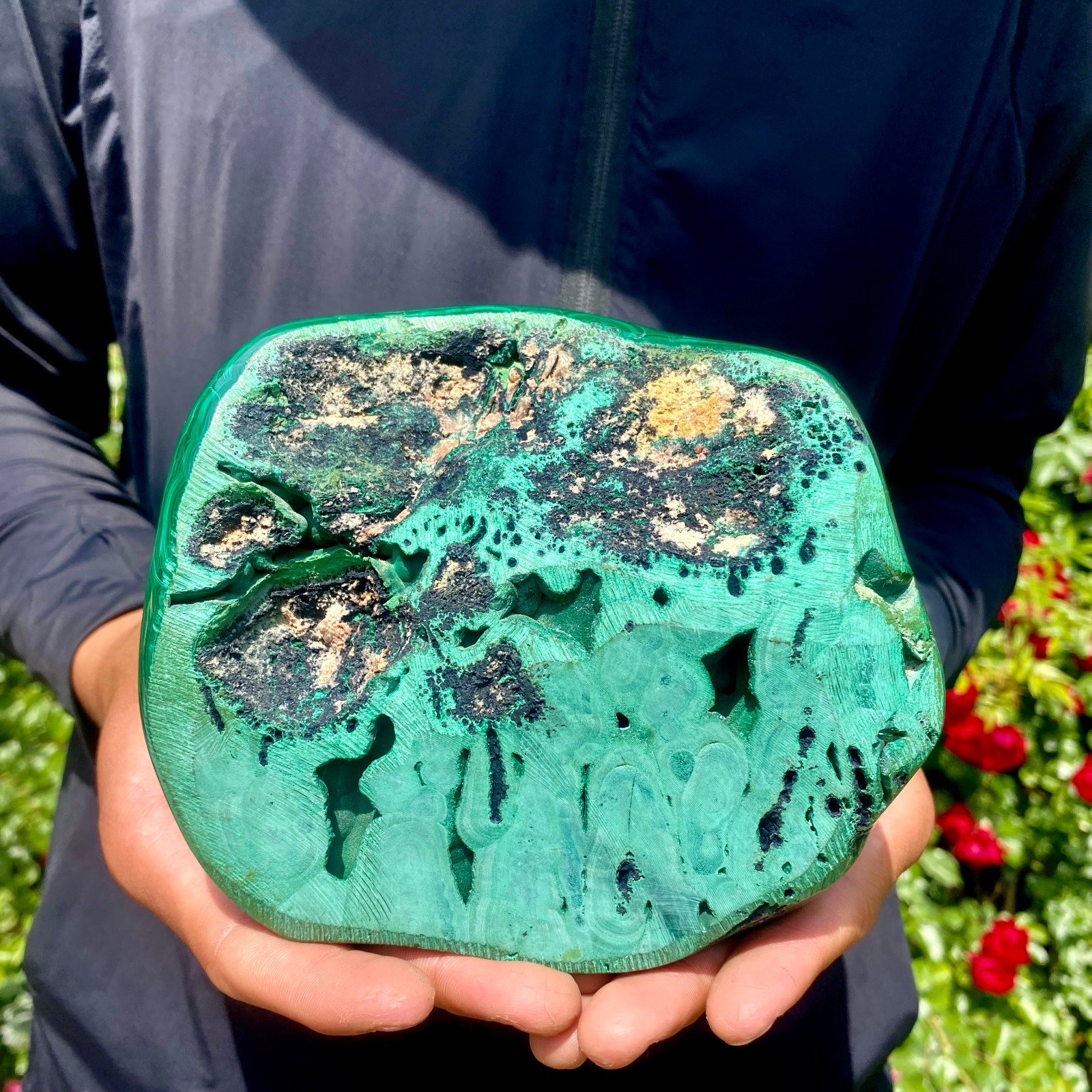 4.1LB Natural glossy Malachite egg transparent cluster rough mineral sample