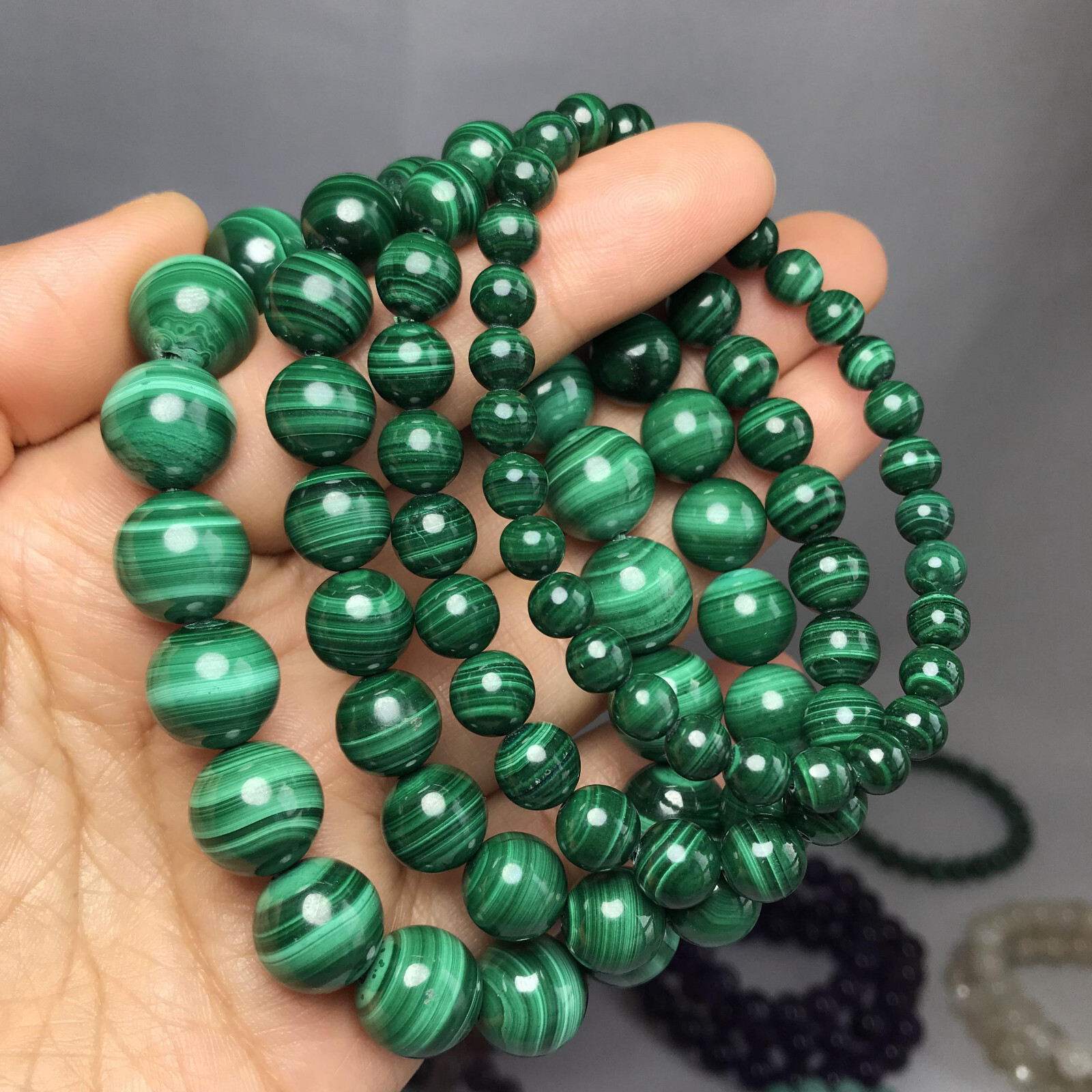 Natural malachite Polish stone bracelets Crystal ball sphere Specimen 6-12mm