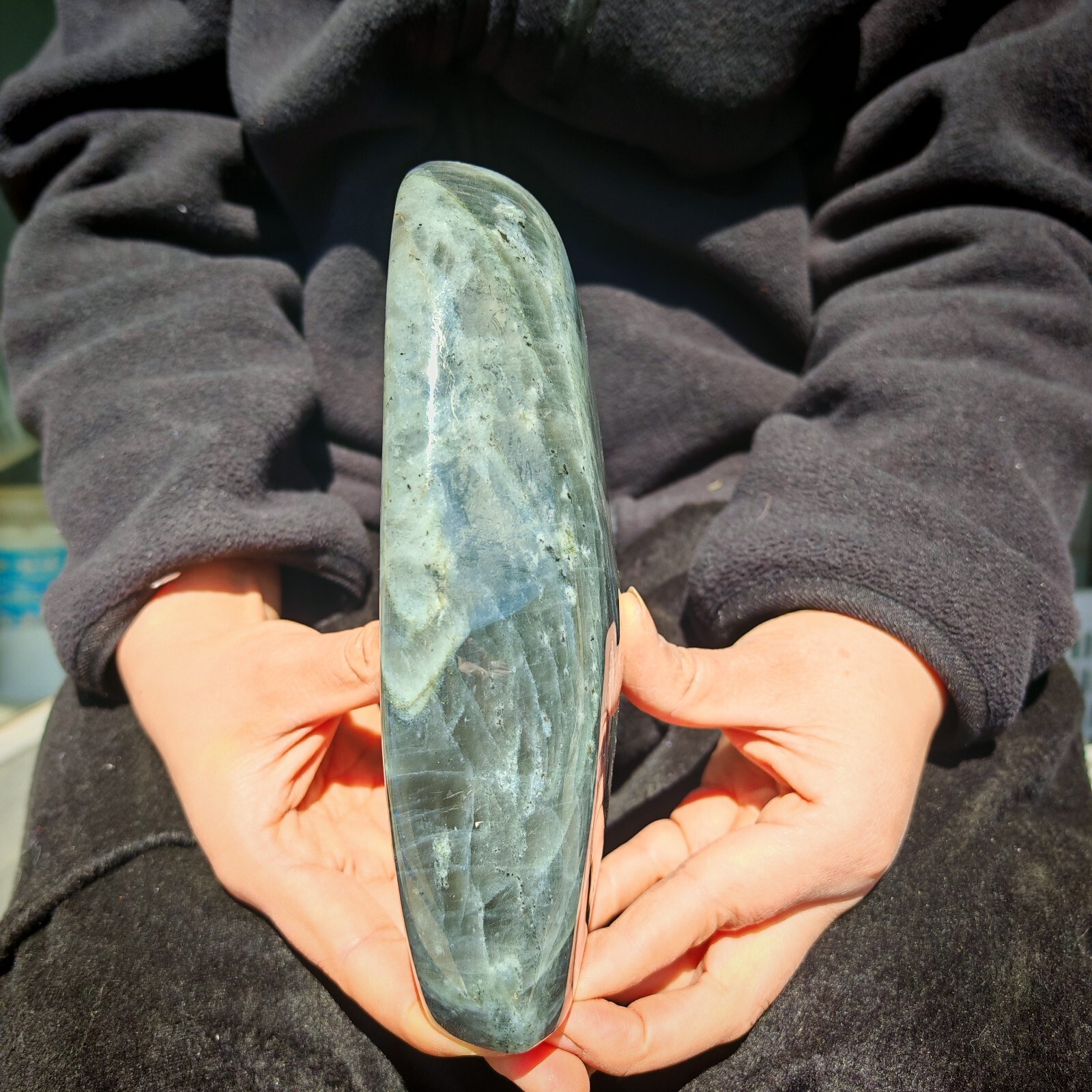 3.41LB RARE Natural crystal Labradorite that emits purple light beauty