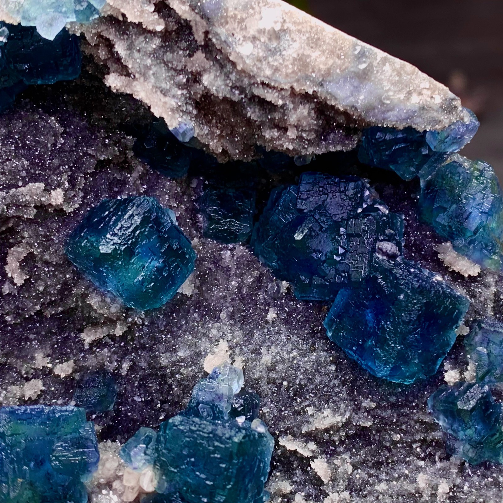 1.36LB Natural transparent purple cubic fluorite mineral sample Inner Mongolia