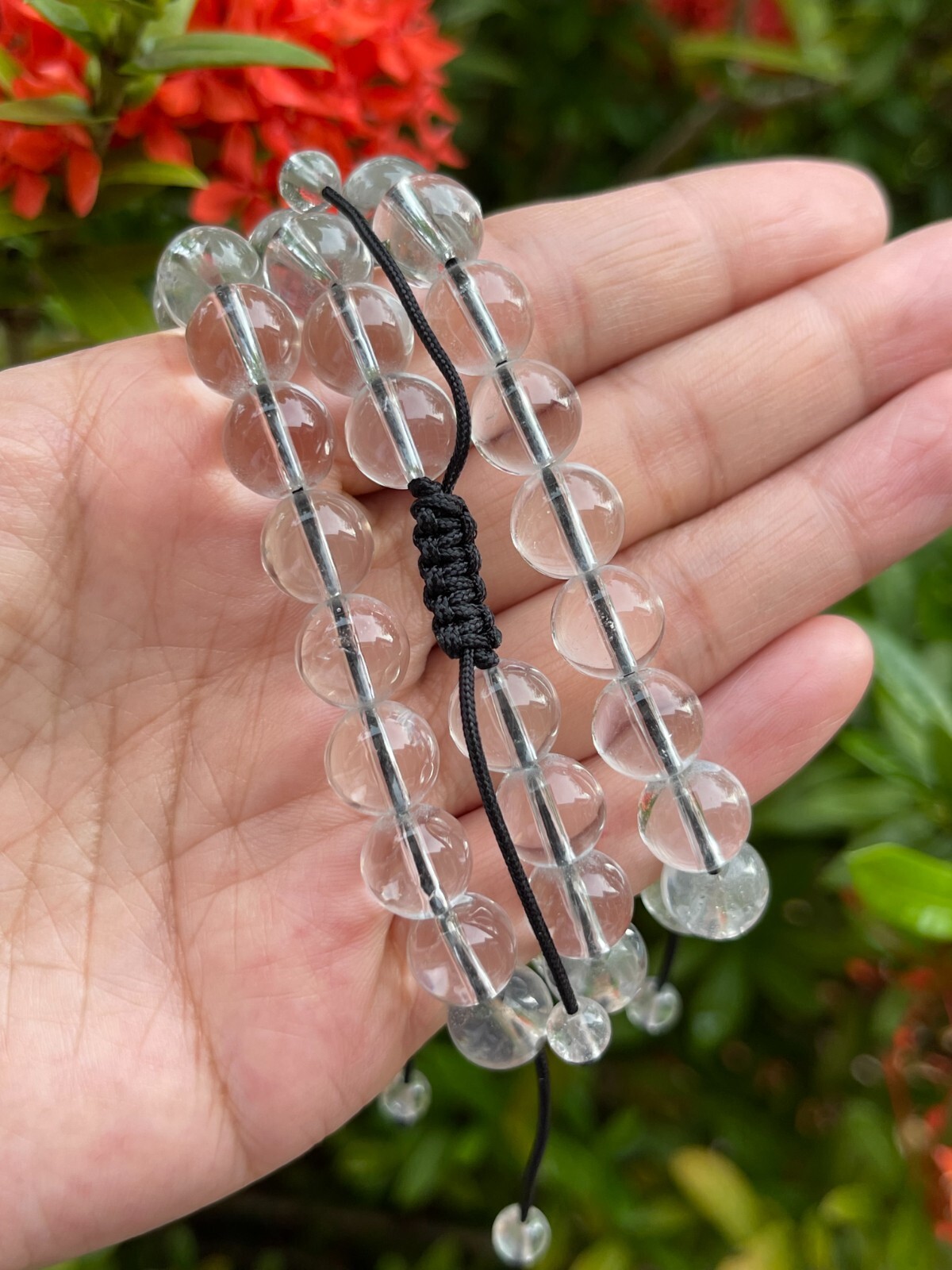 Grade A++ Clear Quartz Crystal Adjustable Bead Bracelet 10mm, Genuine Gemstone