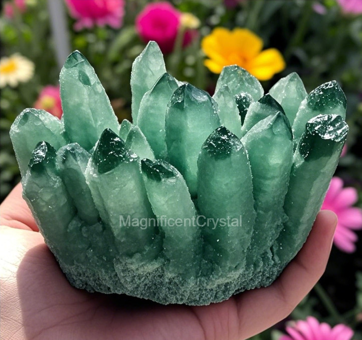 2025Rare Large Green Phantom Quartz Cluster Raw Natural Geode 200g-1000g Reiki