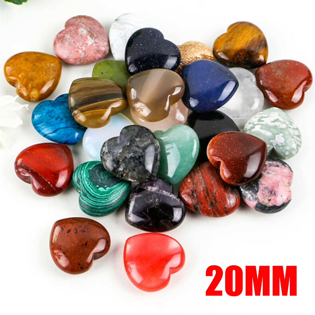 20mm Natural Crystal Quartz Carved Heart Shaped Healing Love Gemstone wholesale