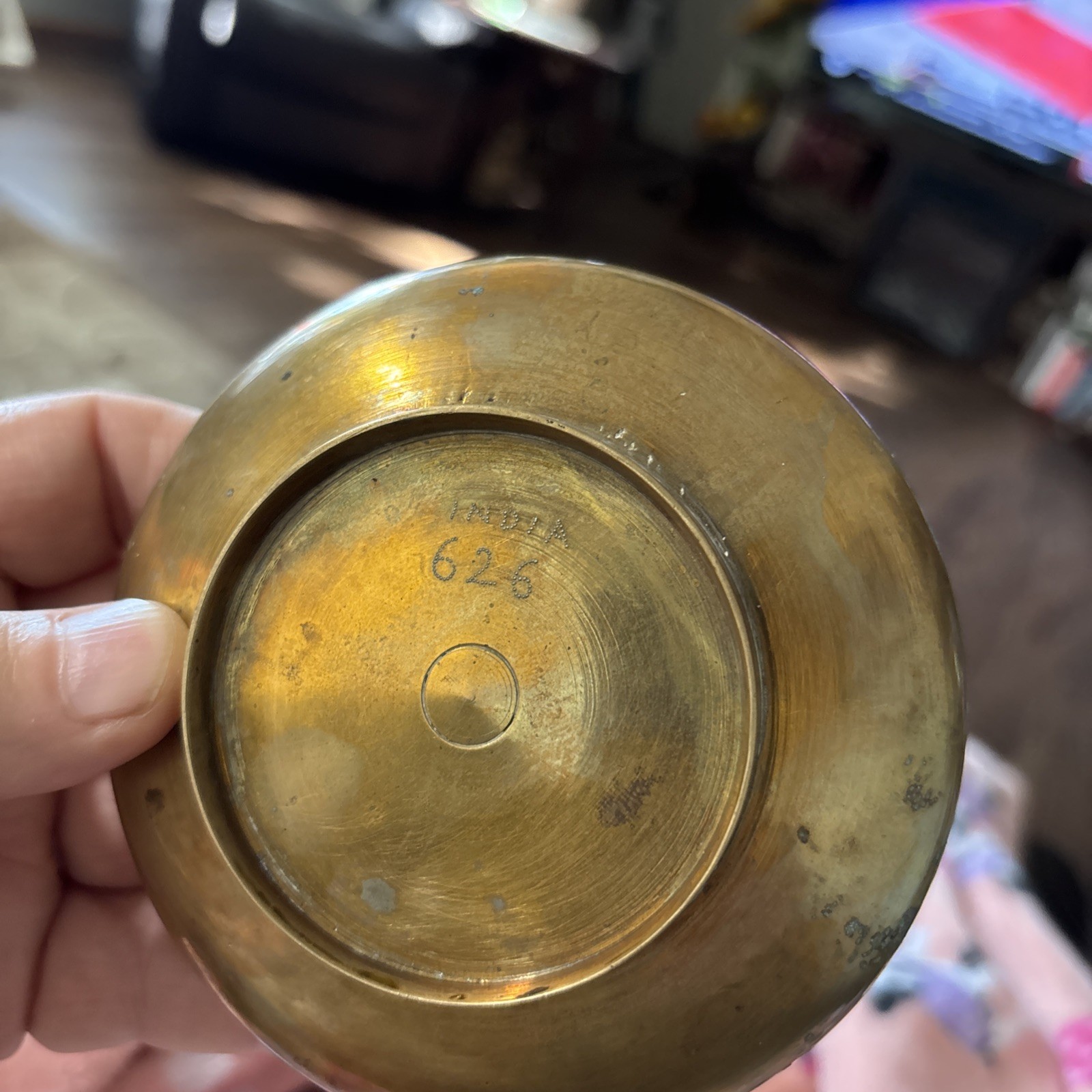 VINTAGE Brass Bowl From India W/stone Egg SEE PHOTOS