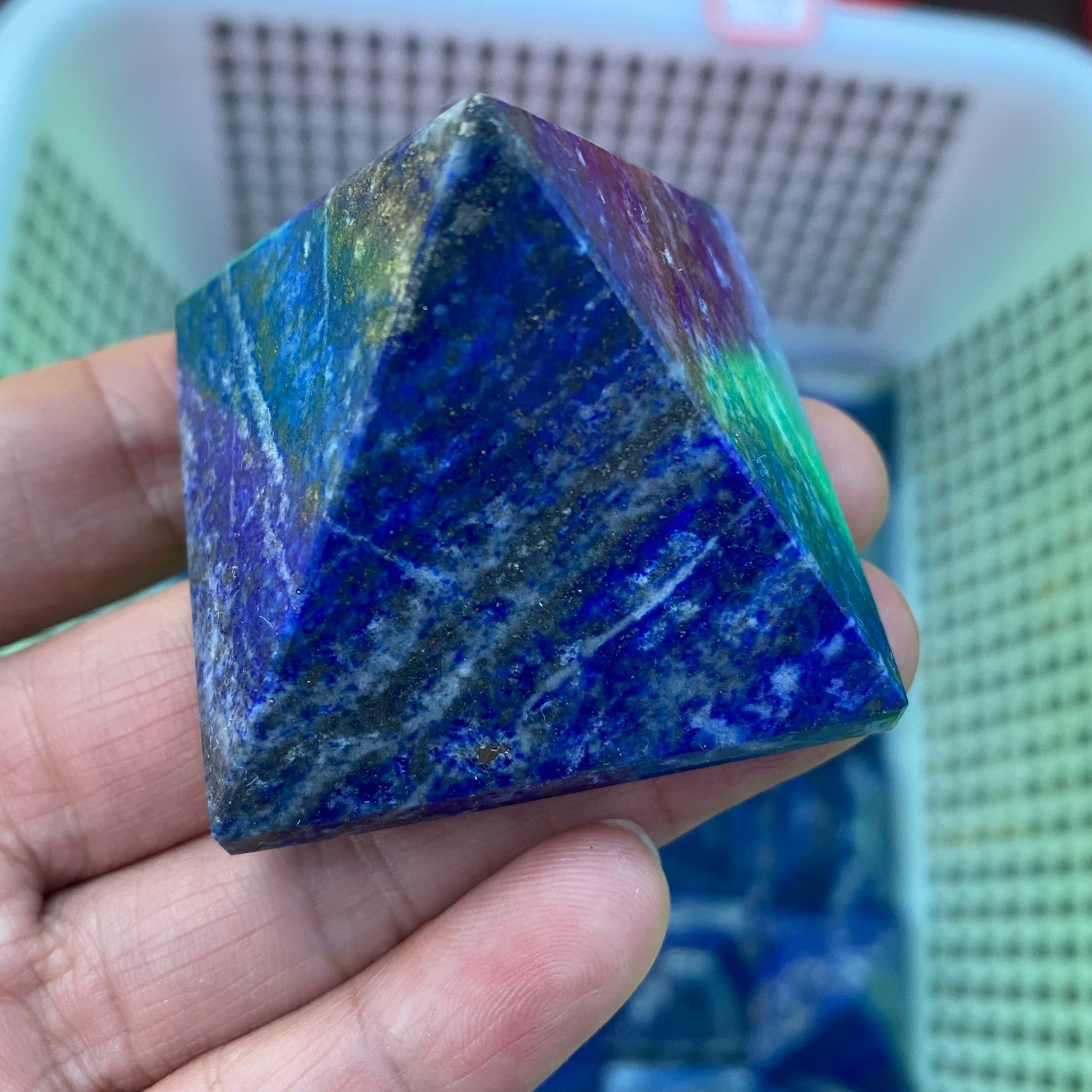 1PC Natural lapis lazuli Quartz Crystal Pyramid Energy Tower Spiritual Healing