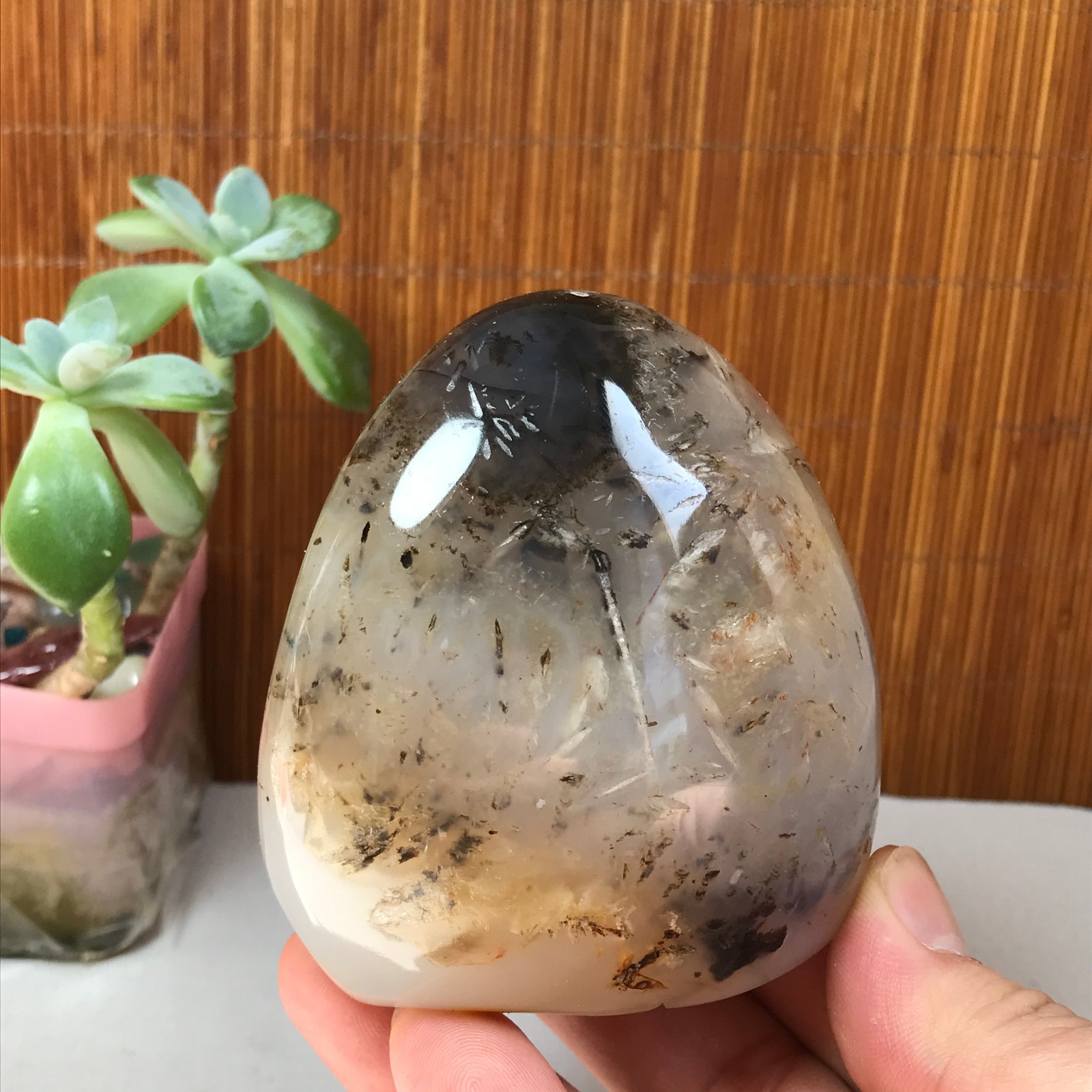 77-74-50mm Natural aquatic plants agate pretty Crystal specimens 433g A1877
