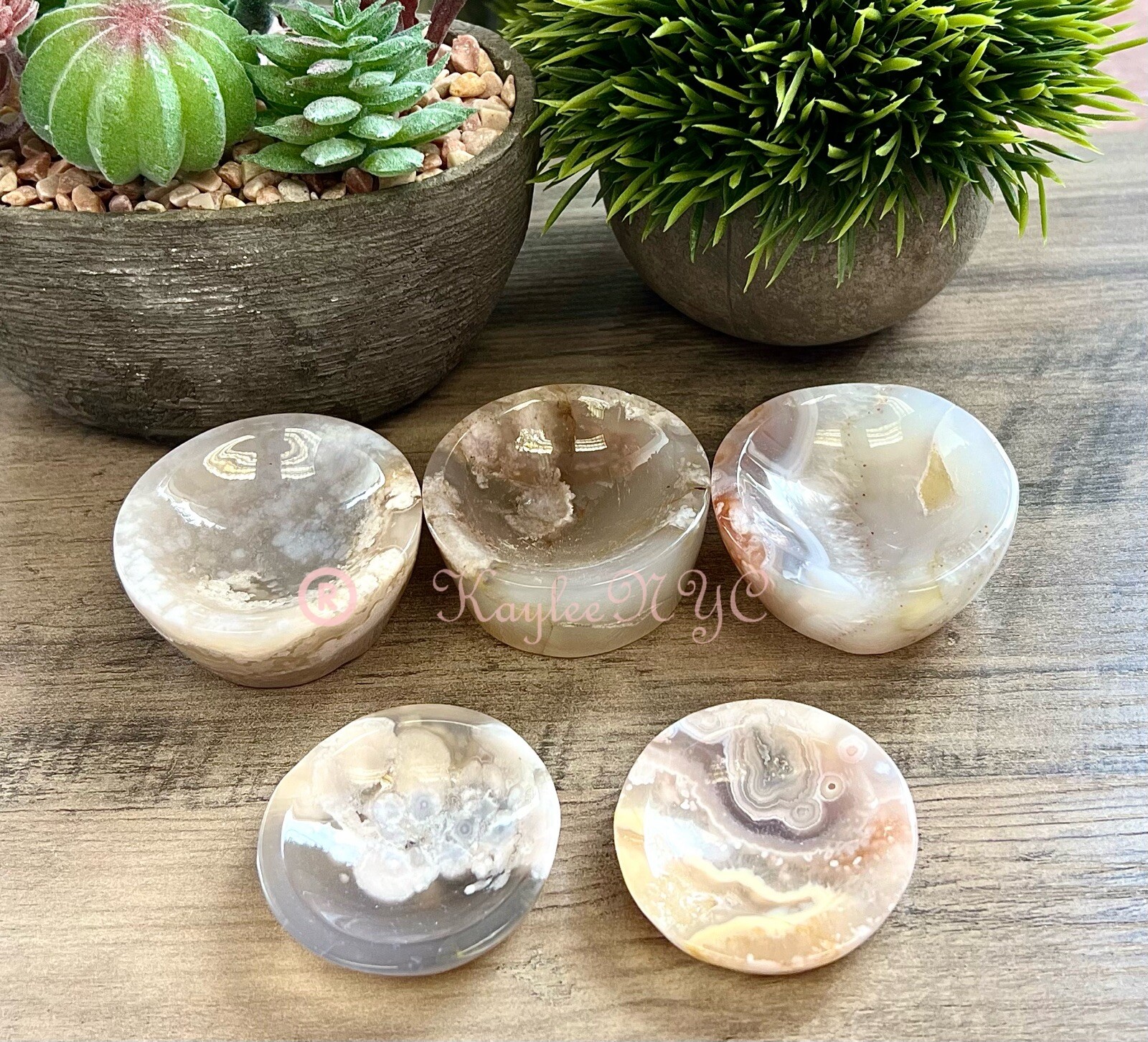 Wholesale Lot 5-8 PCs Natural Flower Agate Bowls Crystal Healing 0.9 – 1 Lb