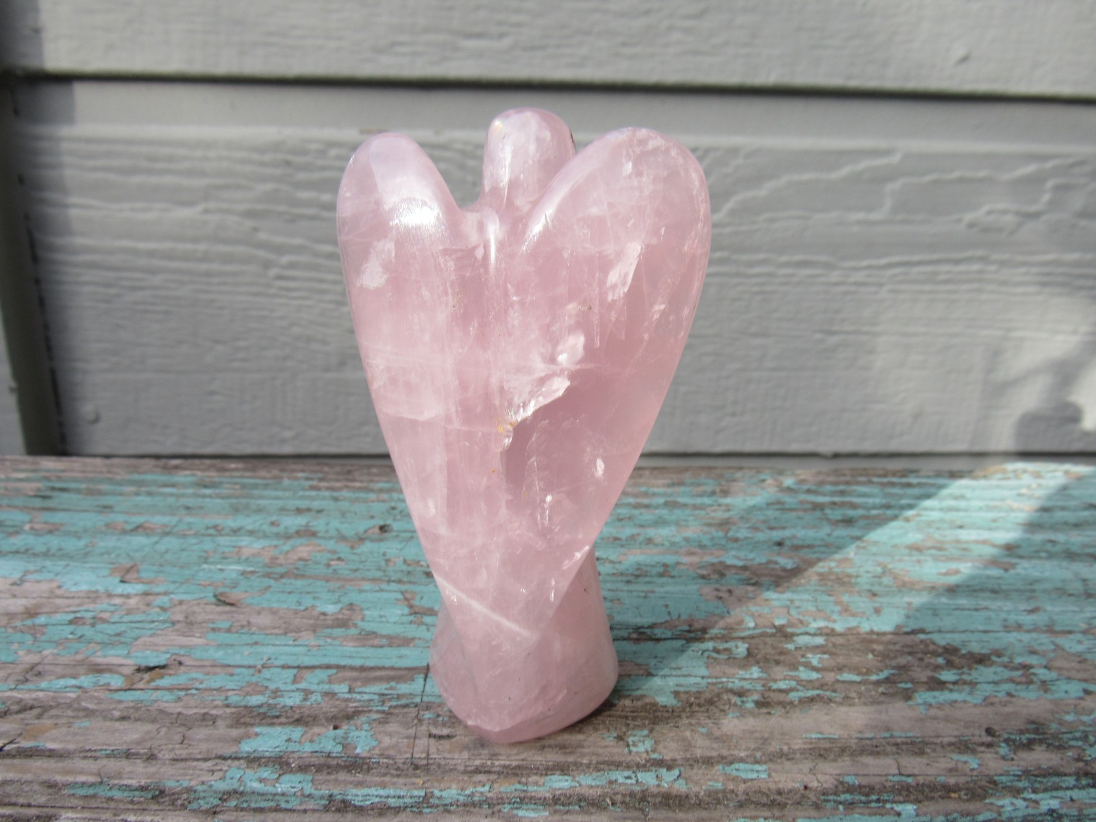 Rose Quartz Angel 4-inch Carved Crystal Guardian Statuette Figure