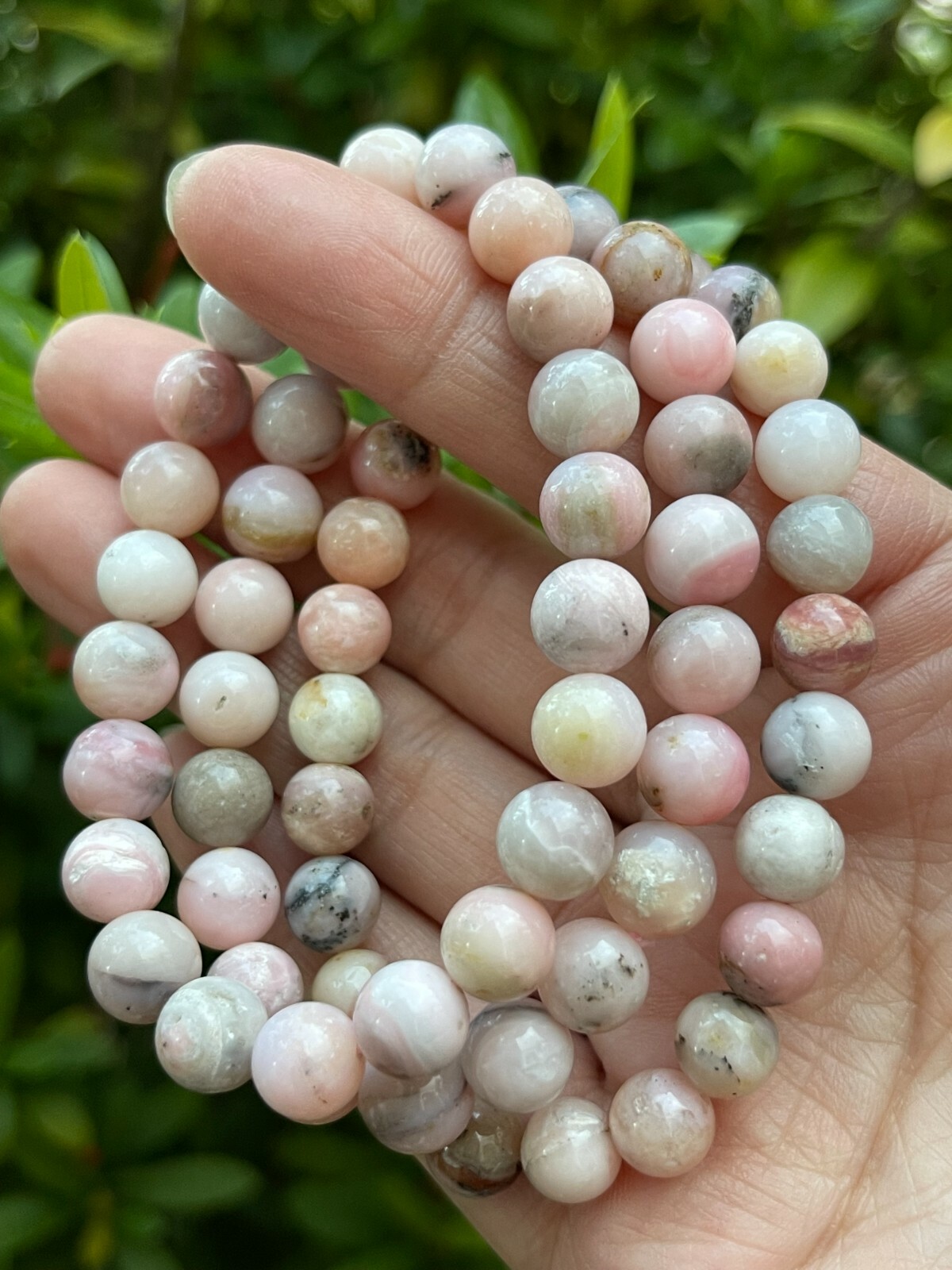 Grade A++ Pink Opal Crystal Bead Bracelet 8mm, Genuine Pink Opal Bracelet