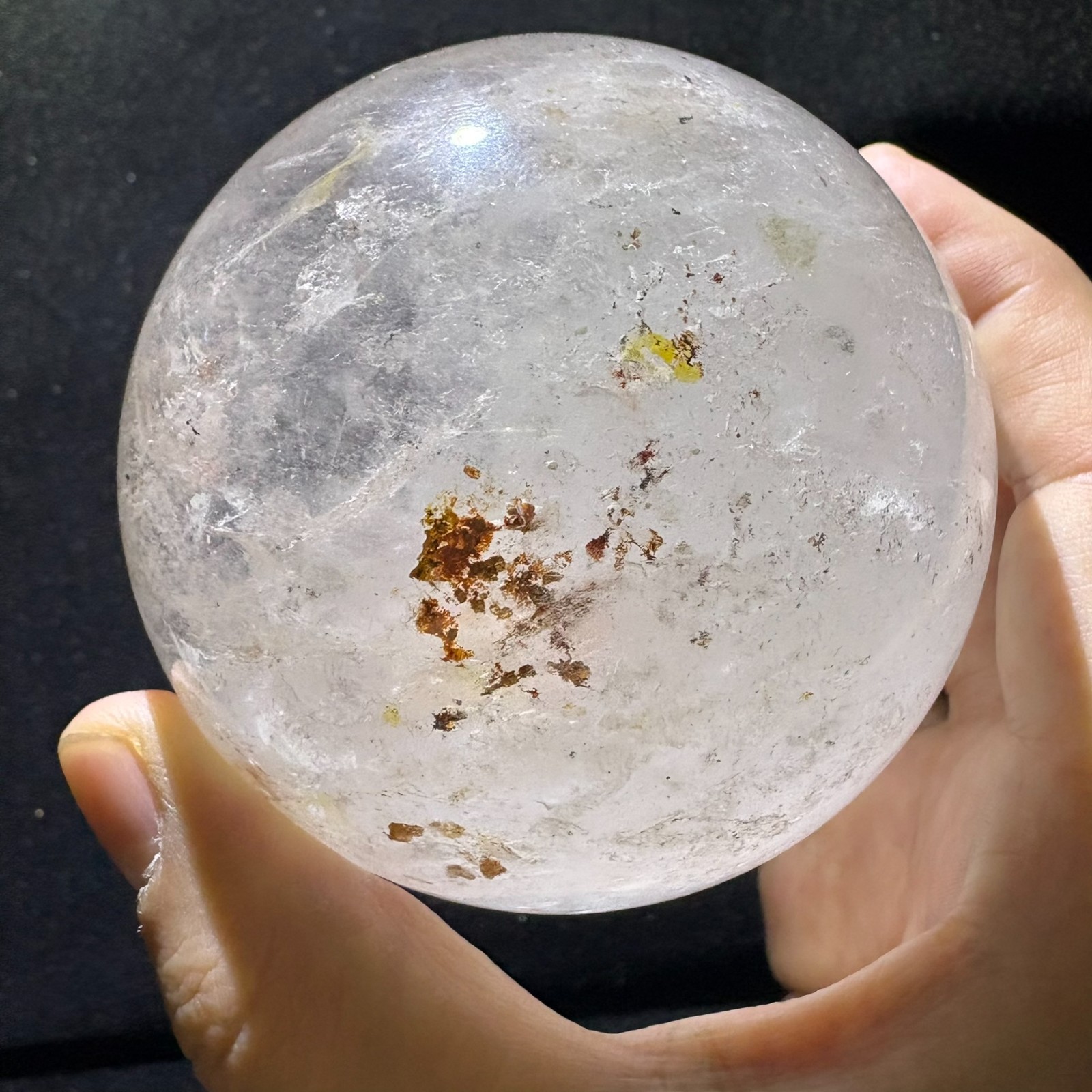 80mm Large Quartz Ball Natural Crystal Sphere w/ USB Light Stand Decoration