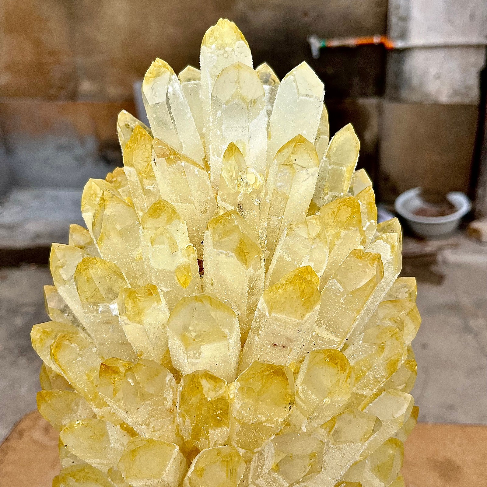 31.06LB Yellow Ghost Phantom Crystal Cluster Flower Raw Crystal Heal Quartz Deco