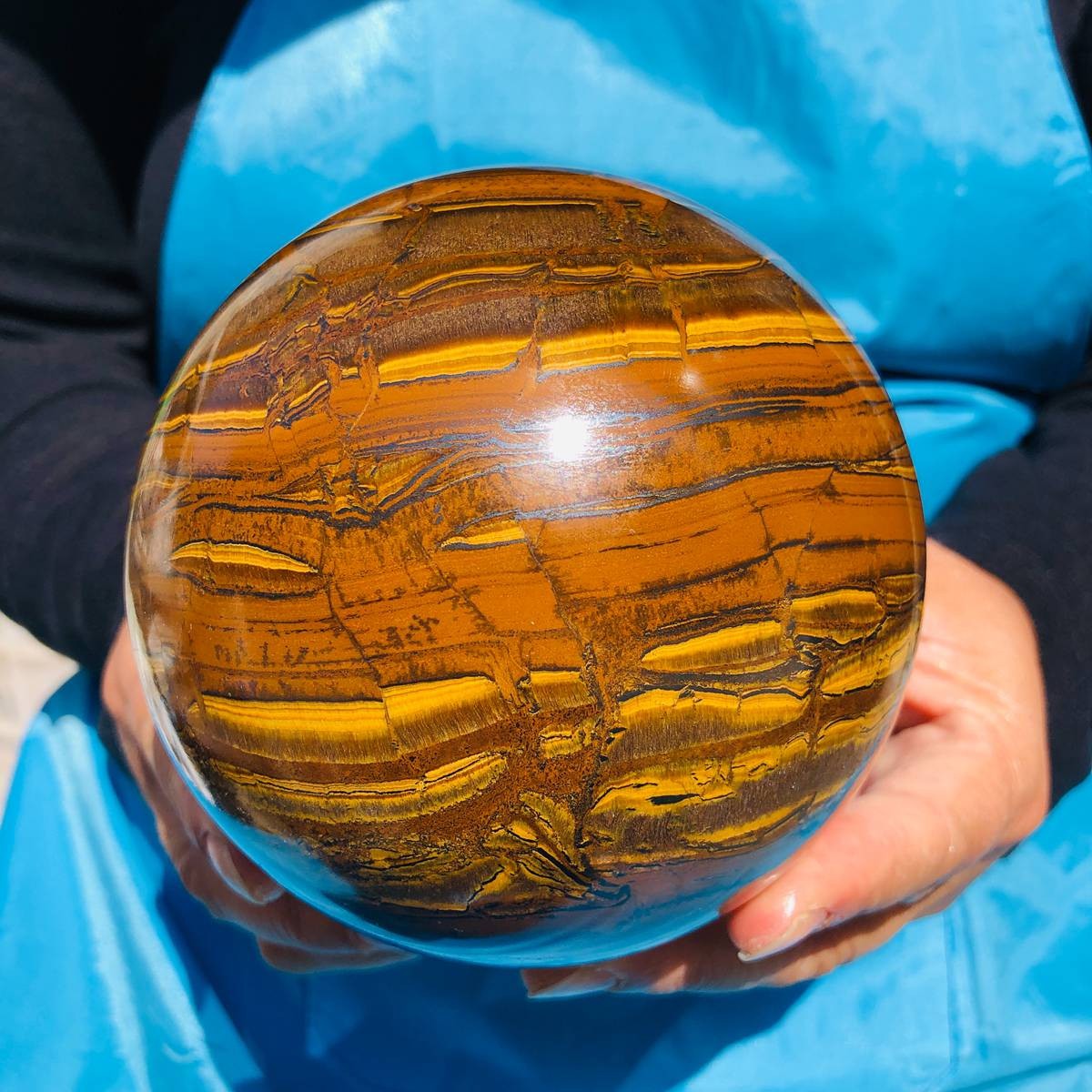 1920g Rare NATURAL Yellow tiger eye quartz crystal ball Healing stone