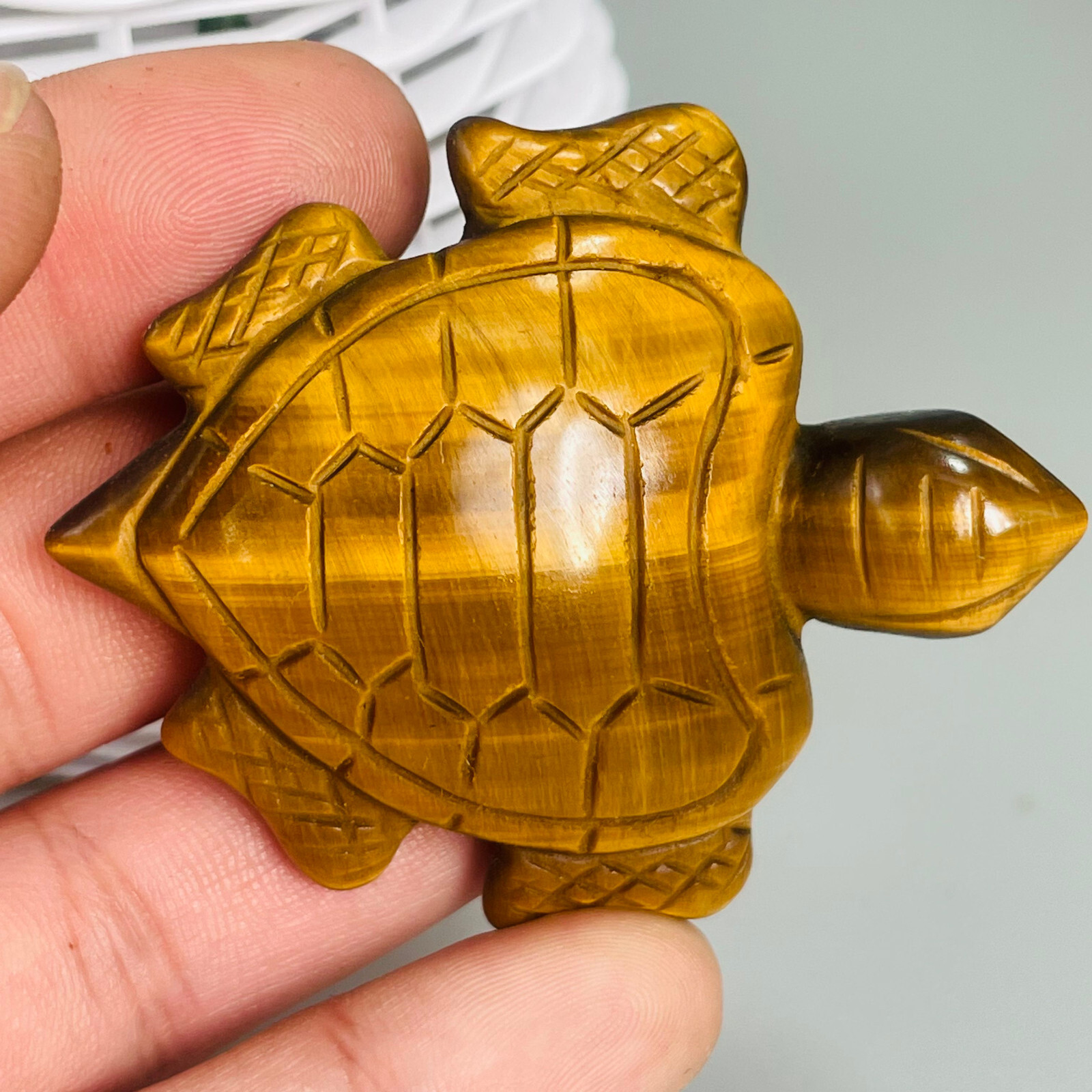 Natural Tiger eye tortoise Quartz Skull Crystal Specimen Reiki Healing Gift 1PC