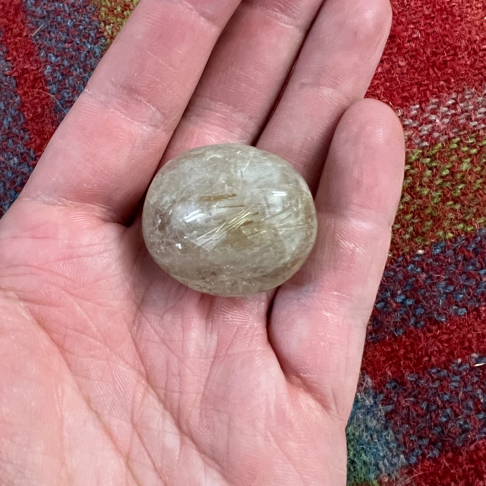 Rutilated Quartz Crystal Gemstone Clear Gold & Silver Strand Sphere 21 Grams